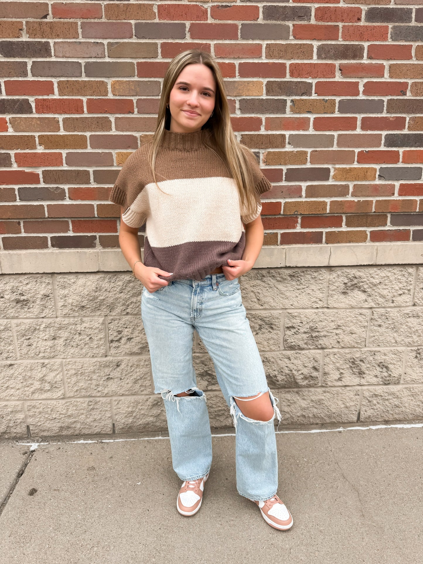 Neutral Block Sweater Vest