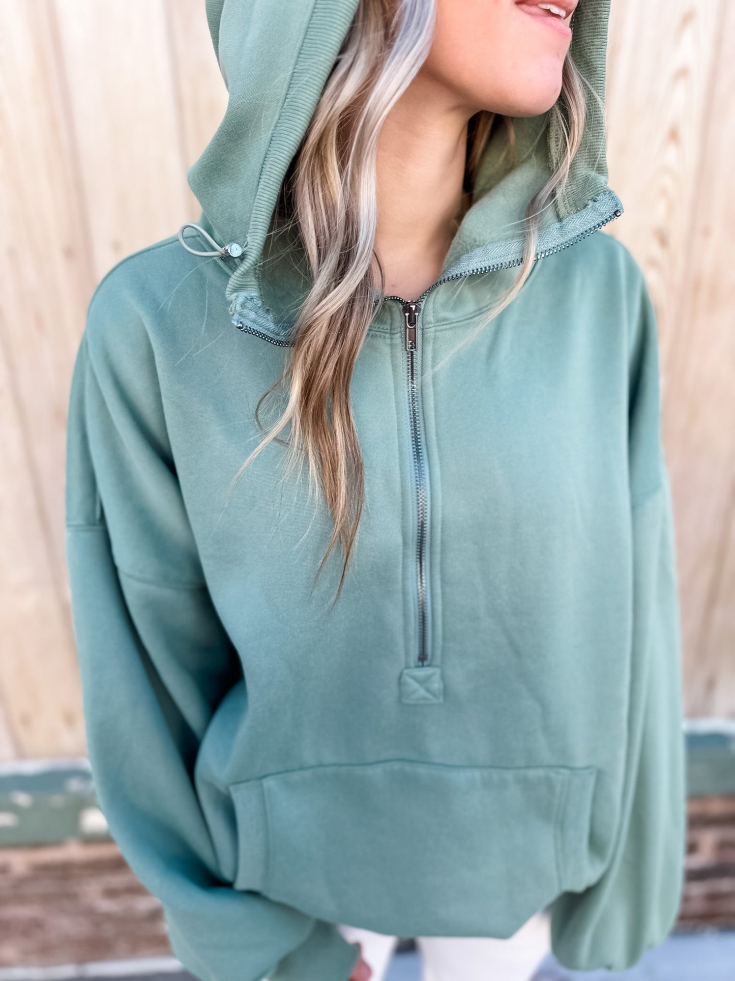 Tyler Half Zip Hoodie - Olive