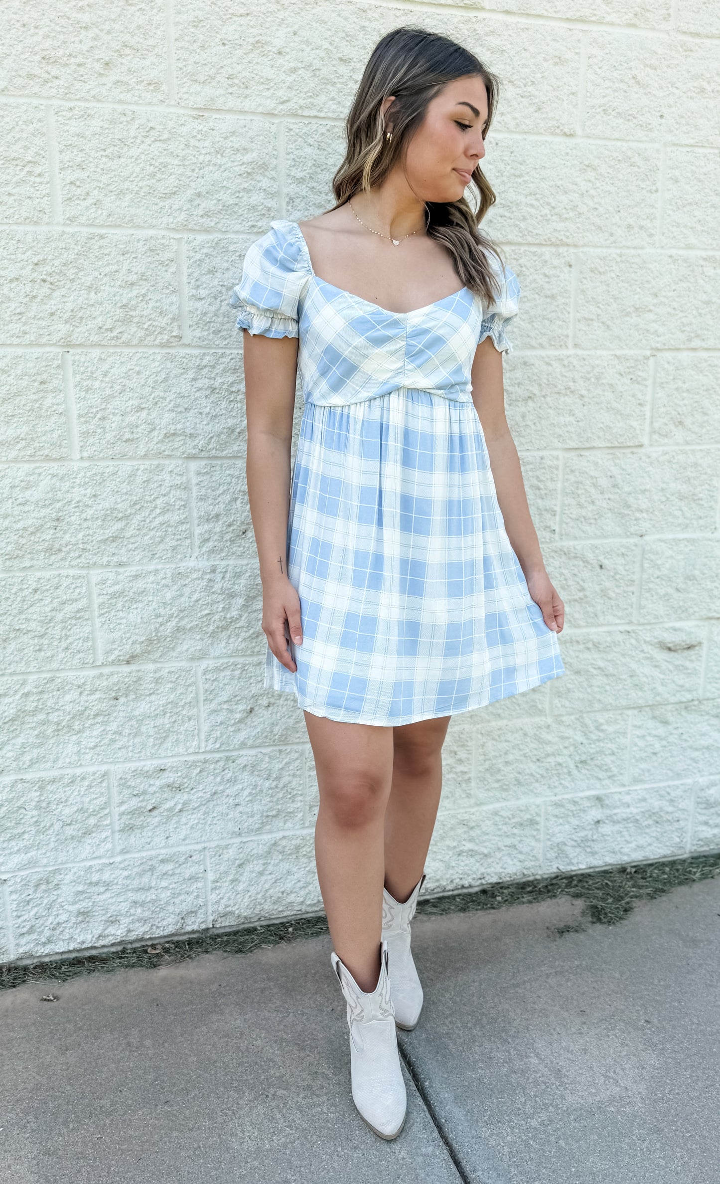 Dusty Bluebird Mini Dress