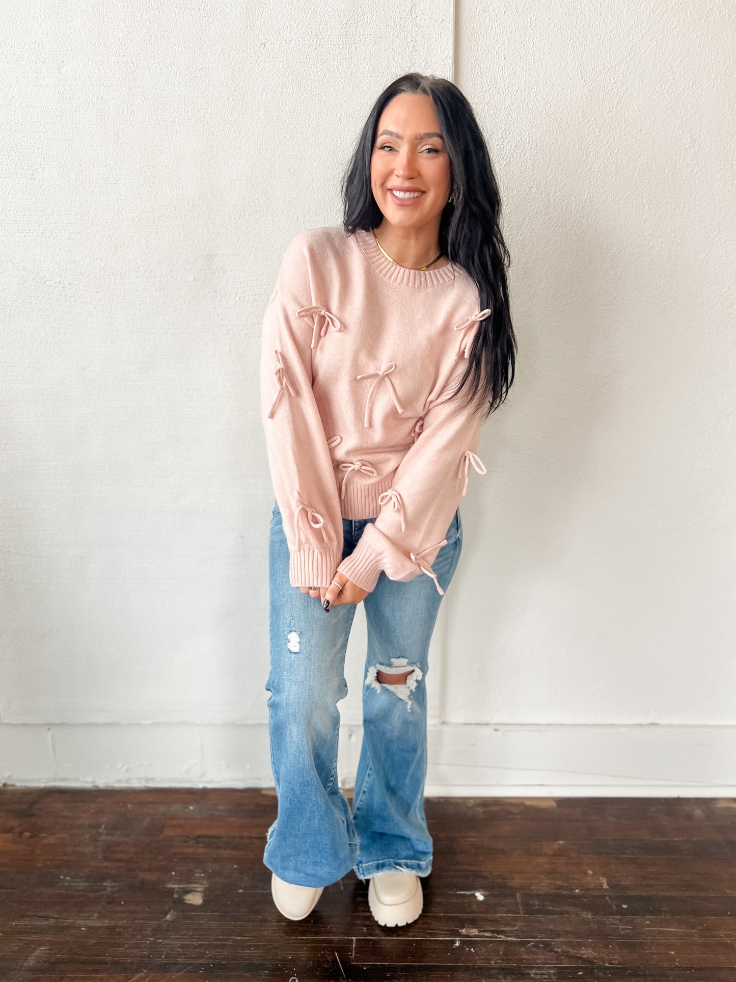 Blushing Bows Sweater