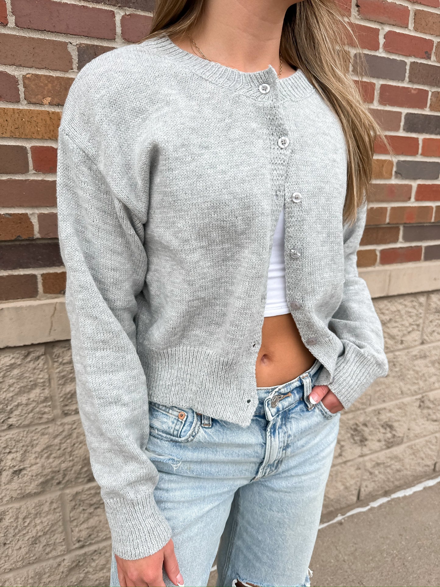 Grey Haze Button Sweater