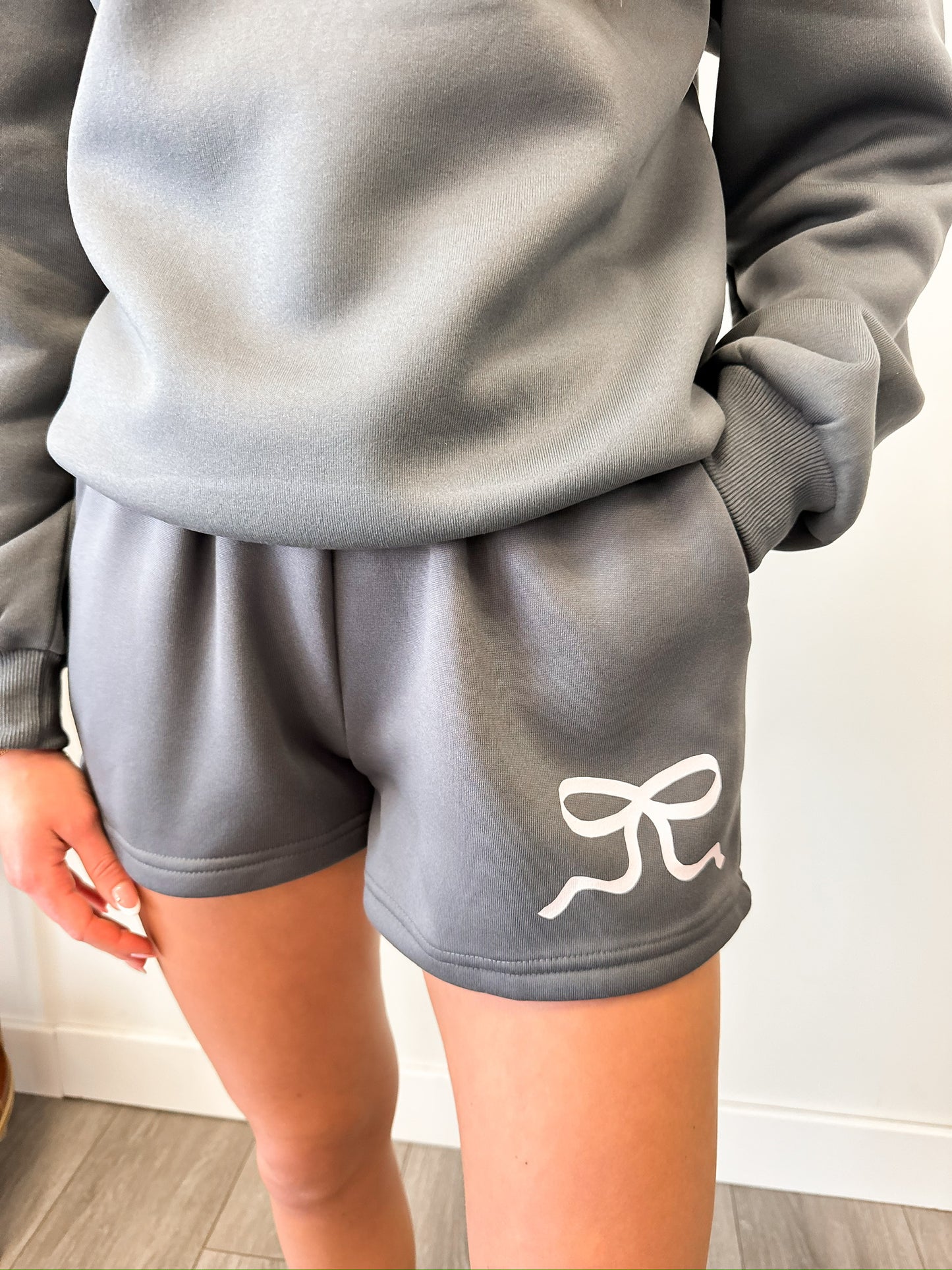Bowed Up Sweat Short Set - Charcoal