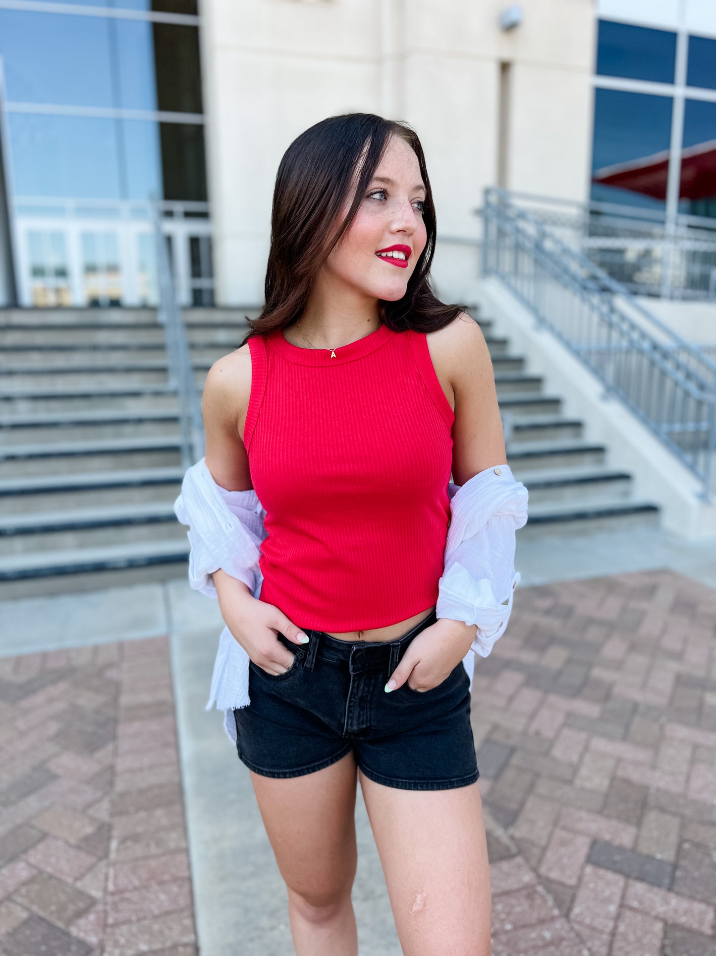 Essentially Essential Ribbed Tank - Bright Red