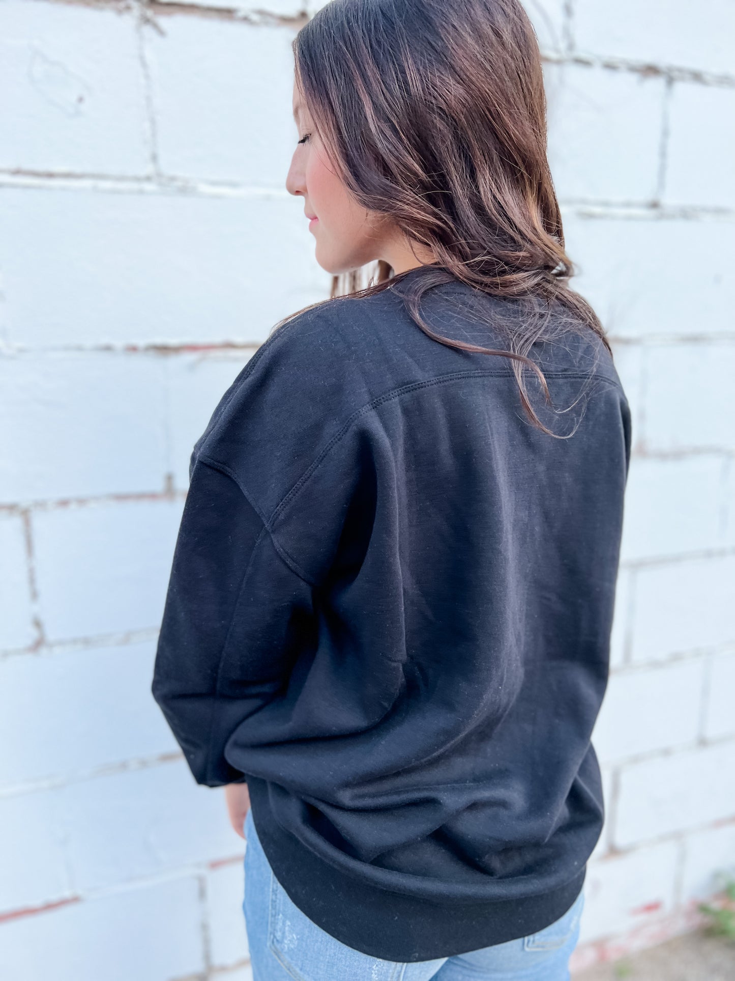 Sandstone Oversized Crew - Black