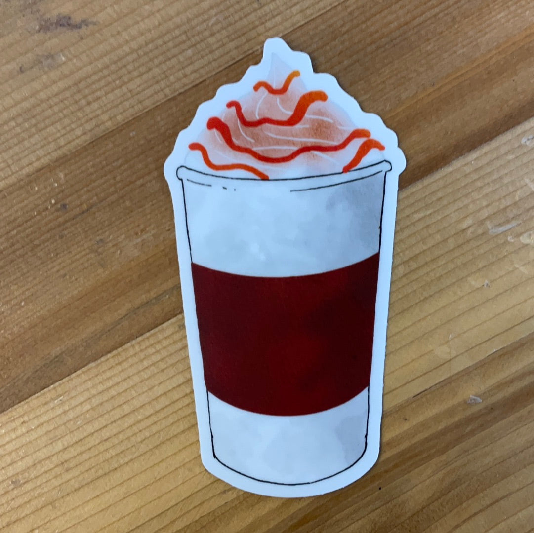 Hot coffee with whip cream and drizzle Sticker