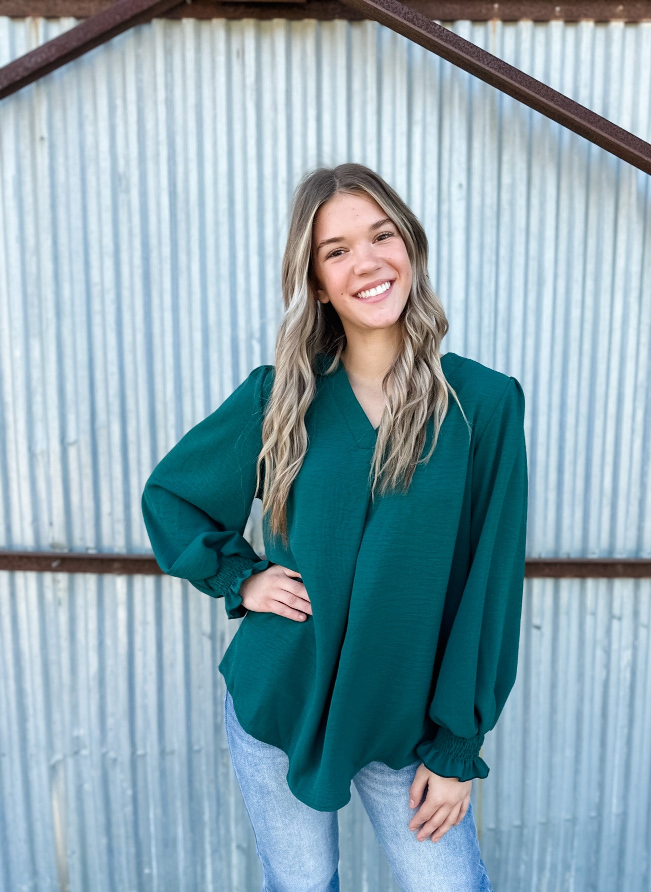 Arlo Woven Blouse - Hunter