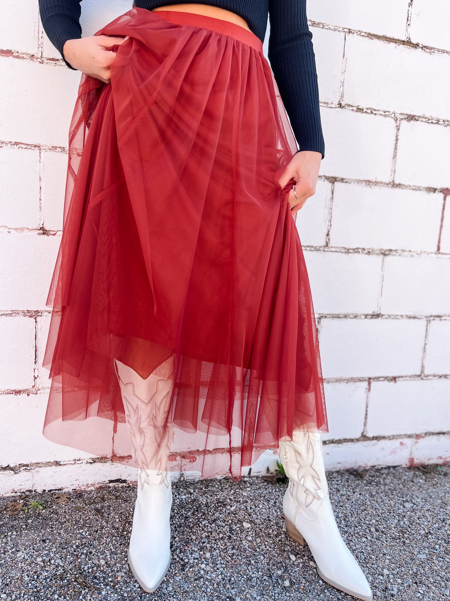 Ireland Tulle Maxi Skirt - Rust
