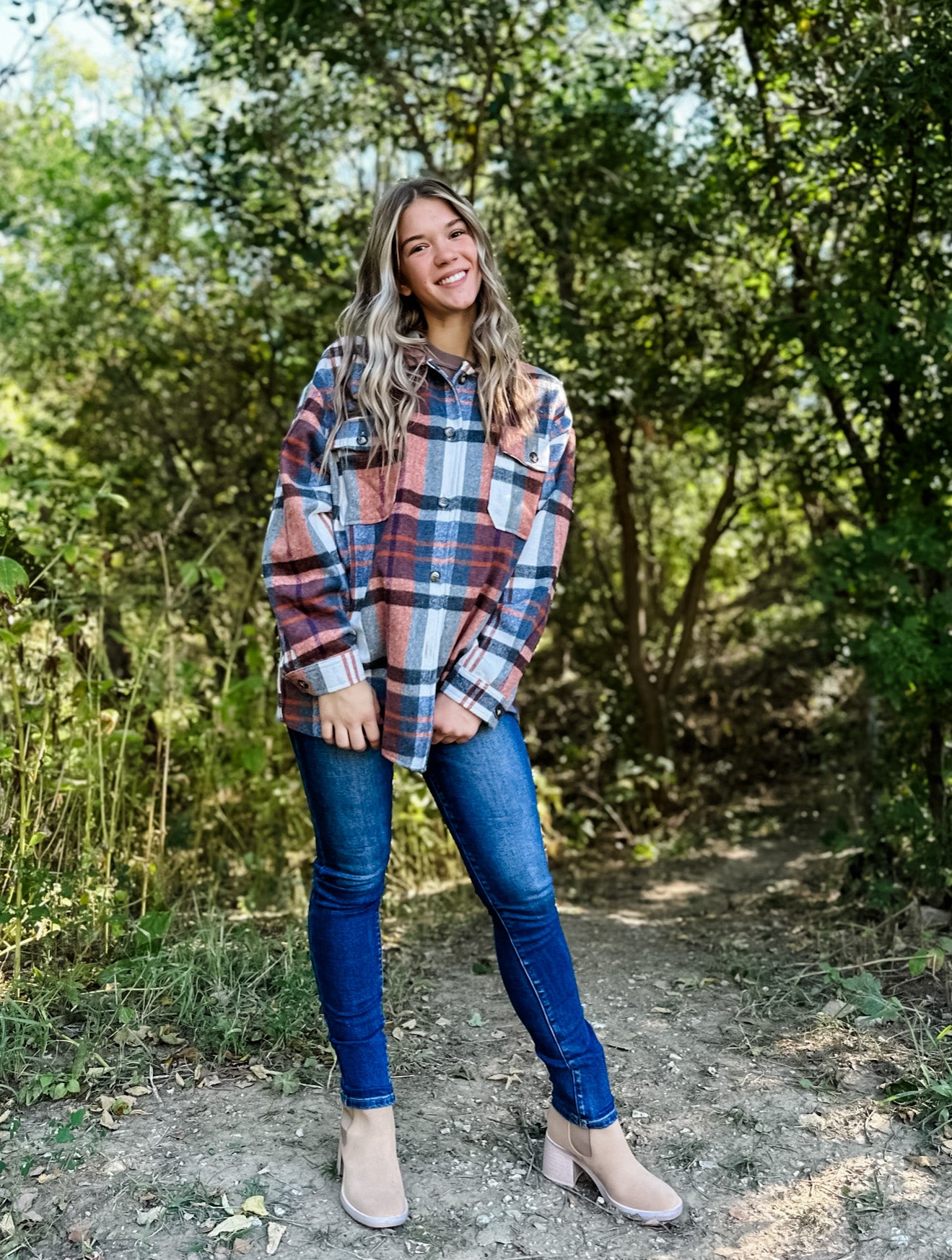 County Line Flannel Shacket - Rust/Multi