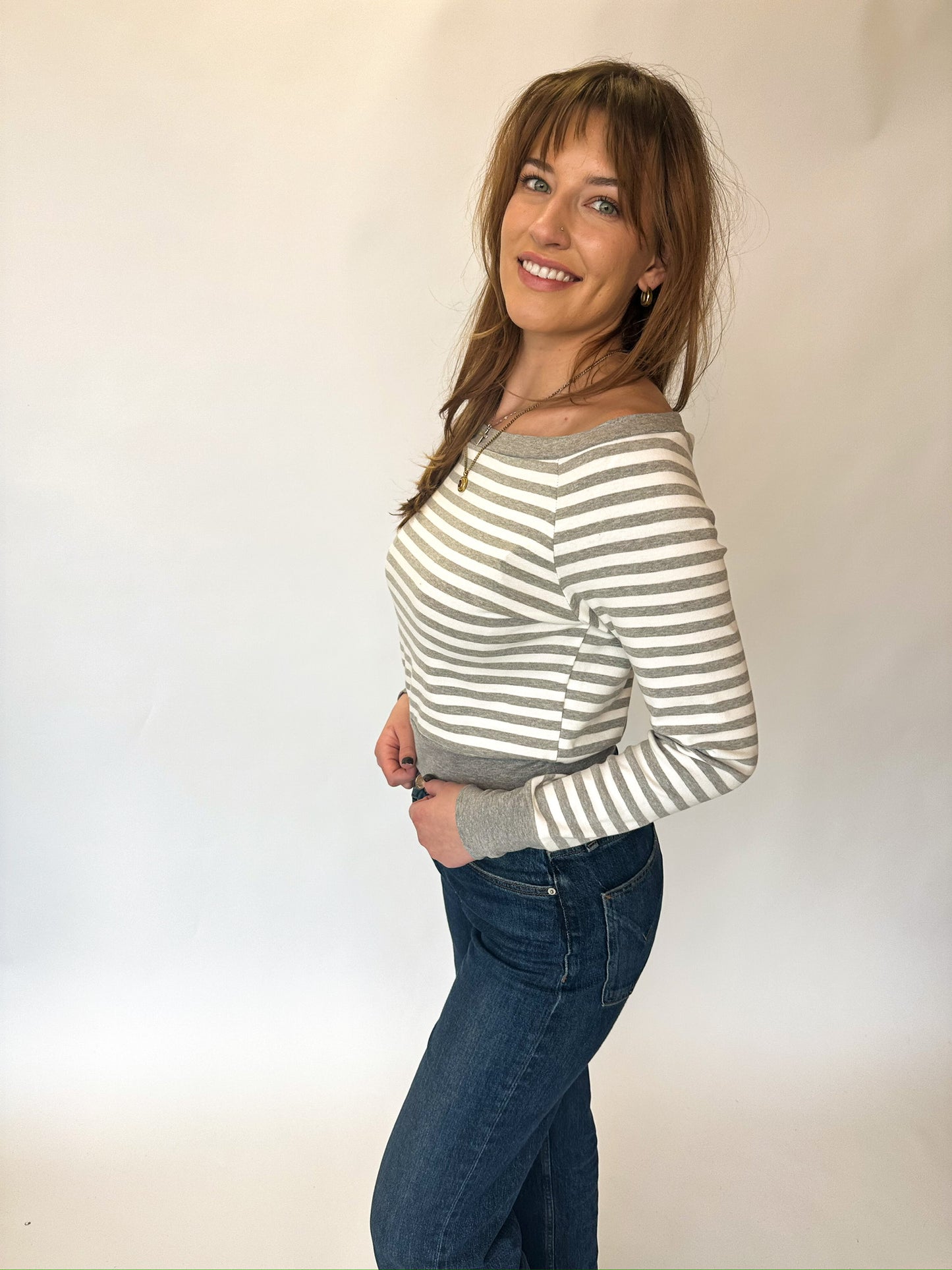 Grey Horizon Striped Top