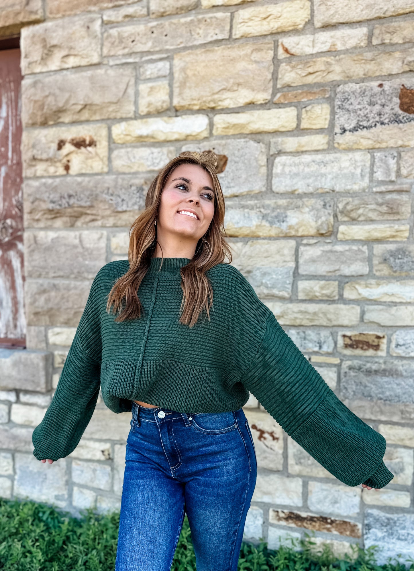 Holly Ribbed Knit Sweater - Evergreen