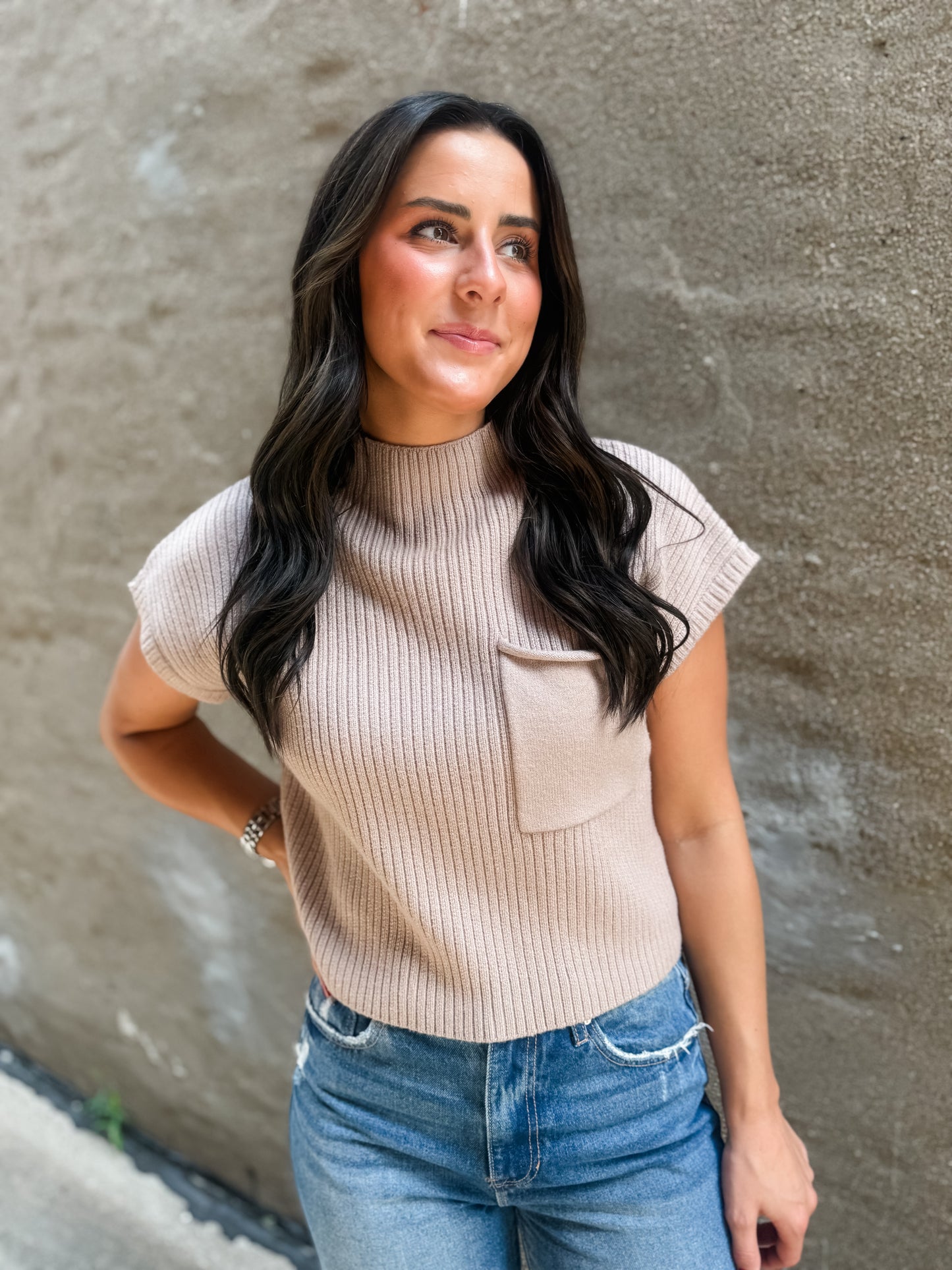 Jayla Sweater Top - Taupe