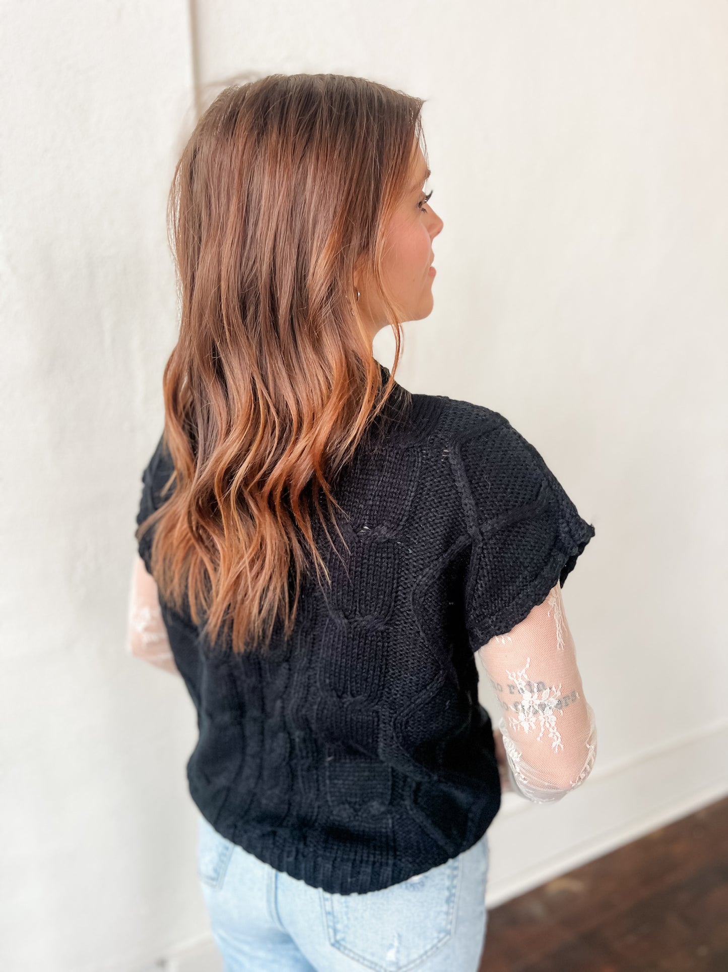 Laced-Up Love Sweater Vest - Black