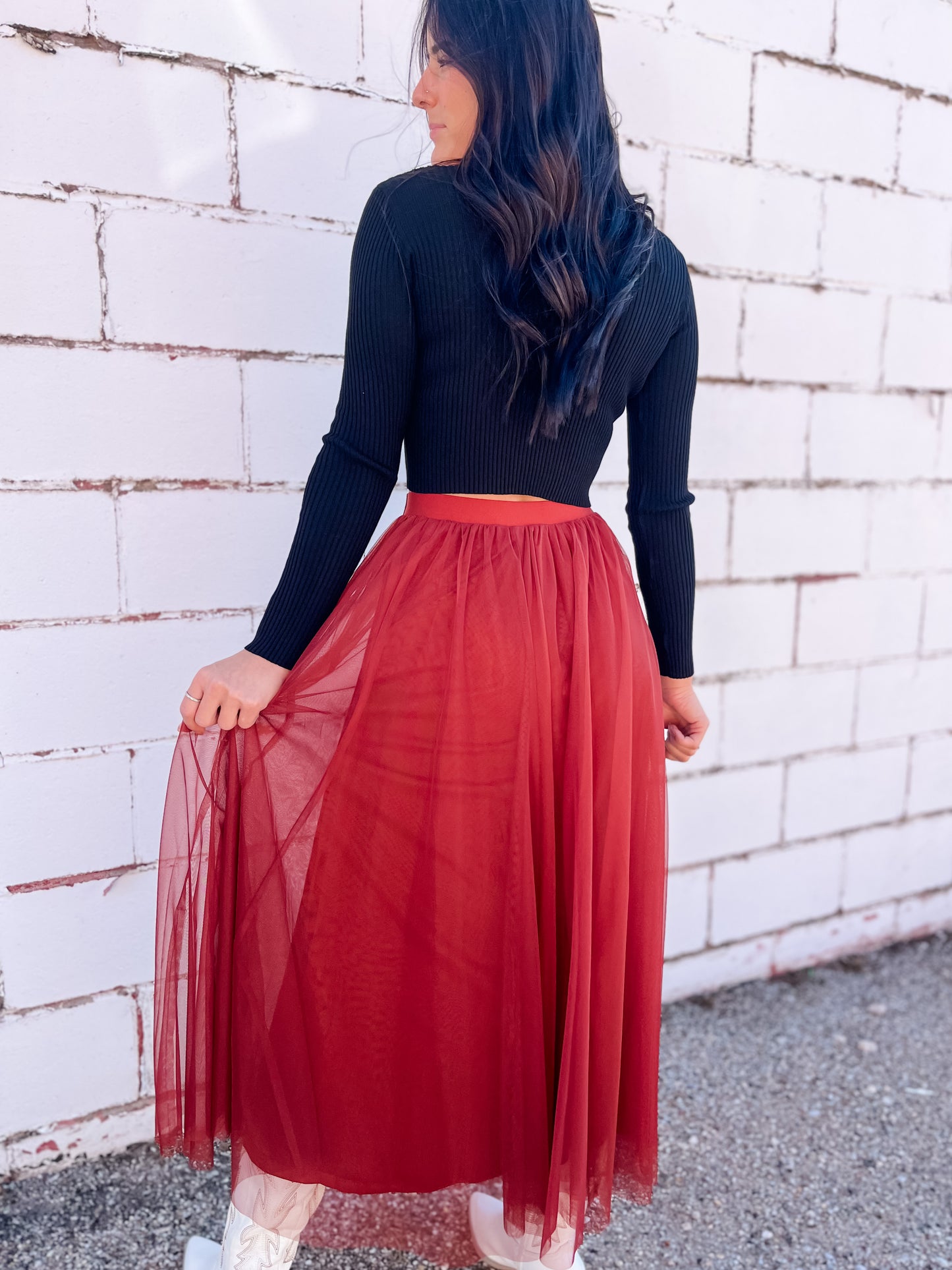 Ireland Tulle Maxi Skirt - Rust