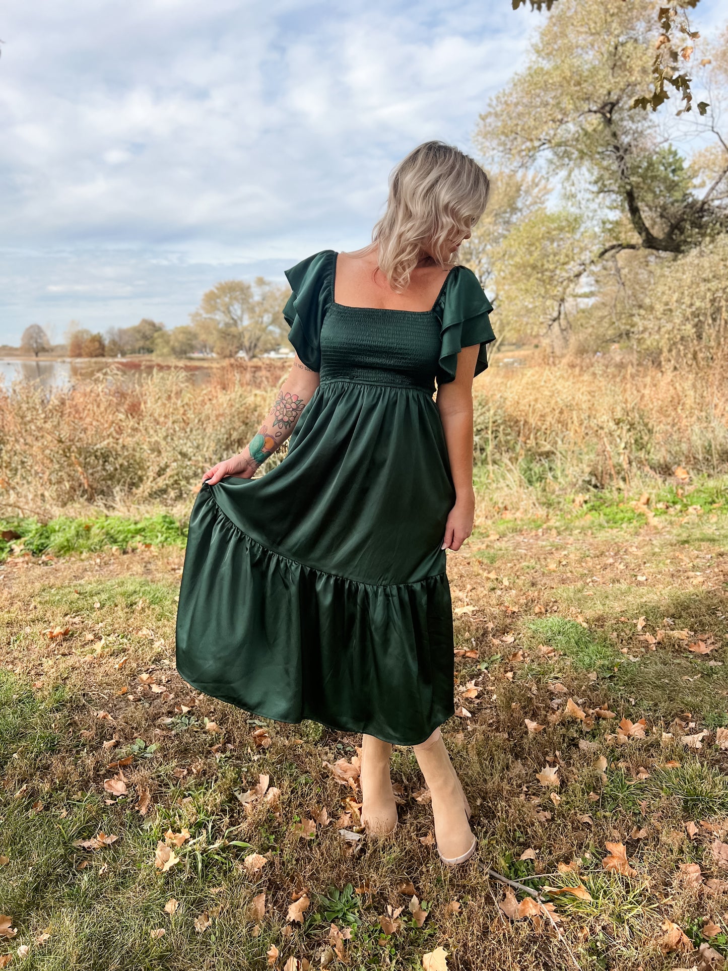 Satin Forest Dress