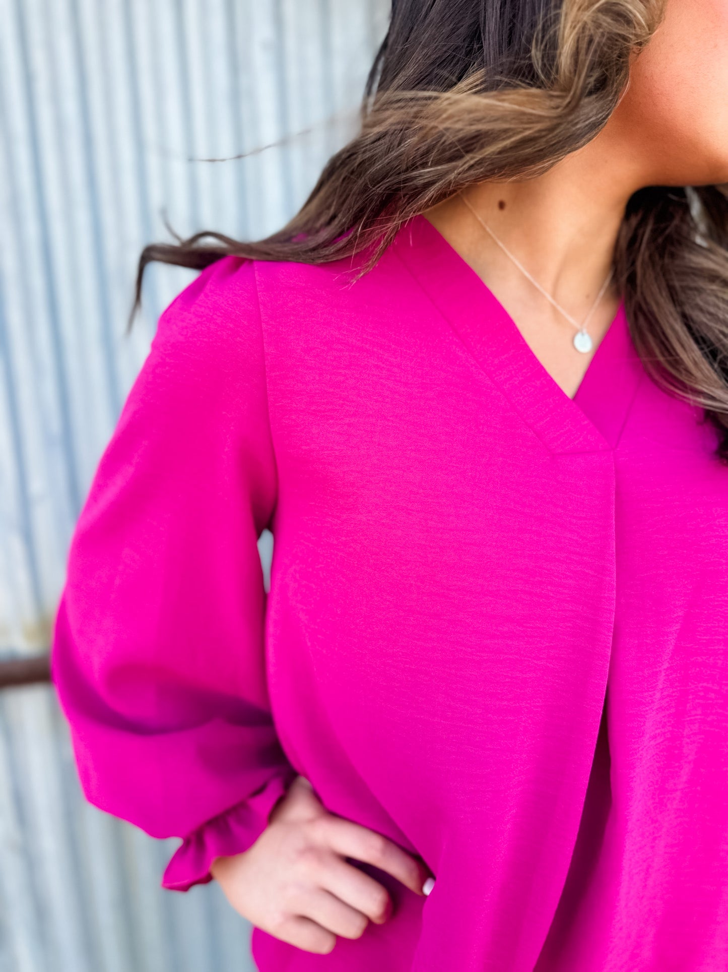 Arlo Woven Blouse - Magenta