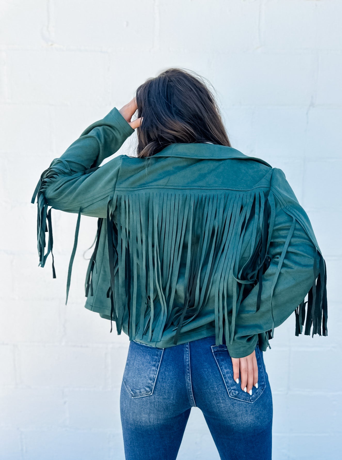 Koe Suede Fringe Jacket - Hunter