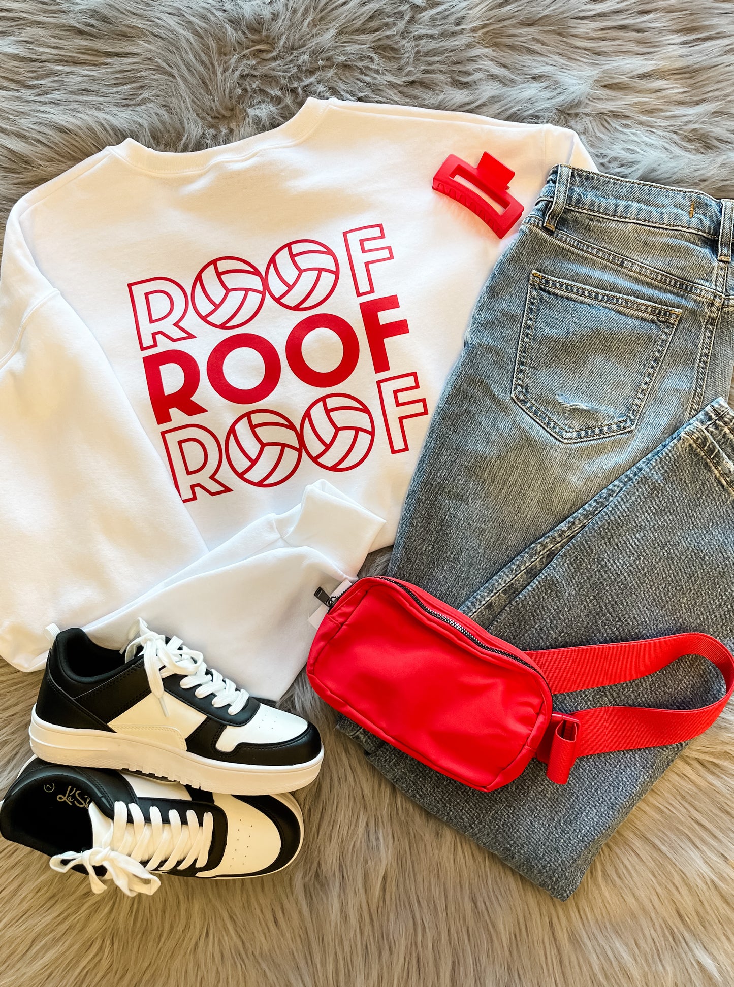 ROOF ROOF ROOF Crew - White