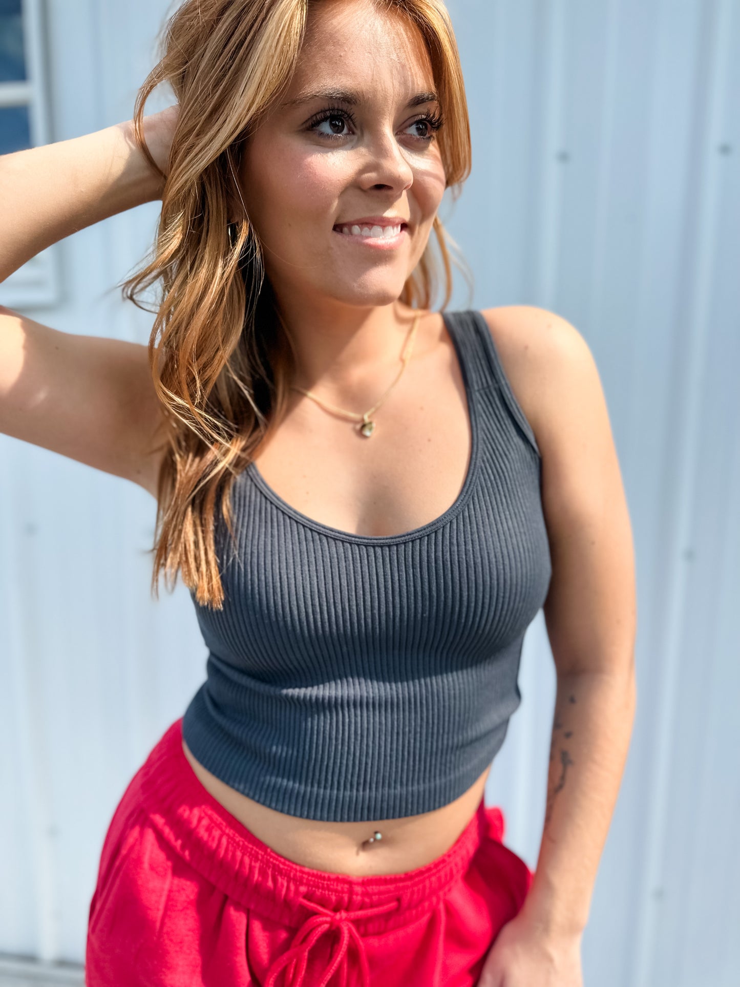 Home Base Crop Tank - Charcoal