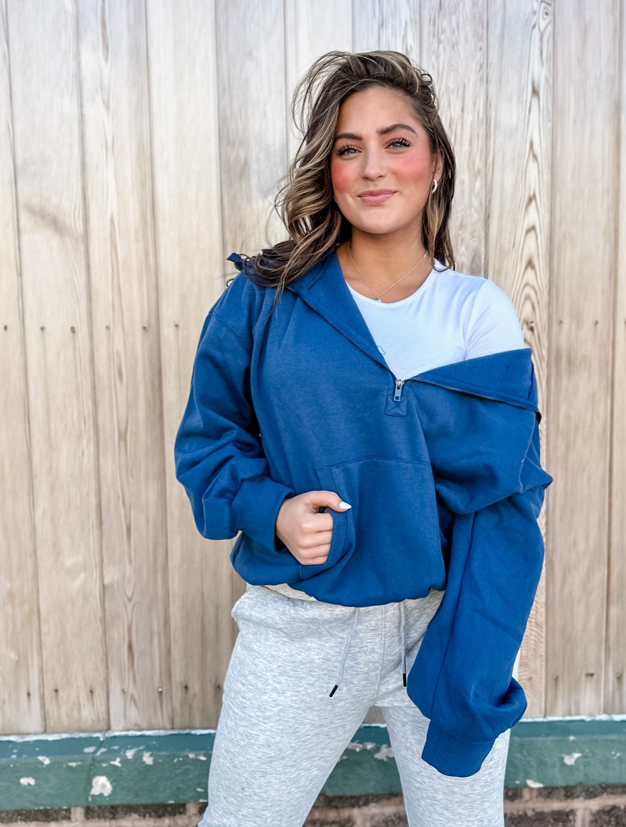 Tyler Half Zip Hoodie - Navy