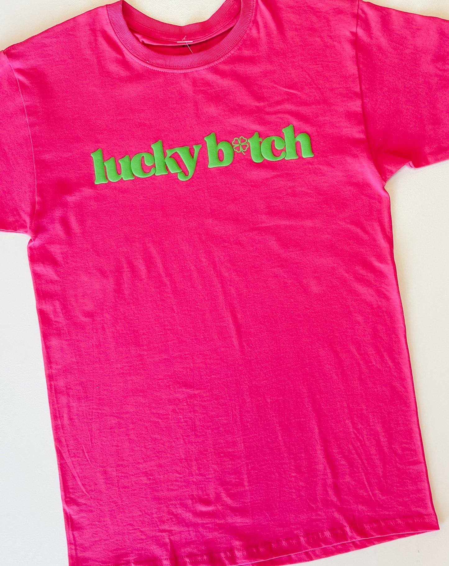 Lucky B*tch Tee - Hot Pink