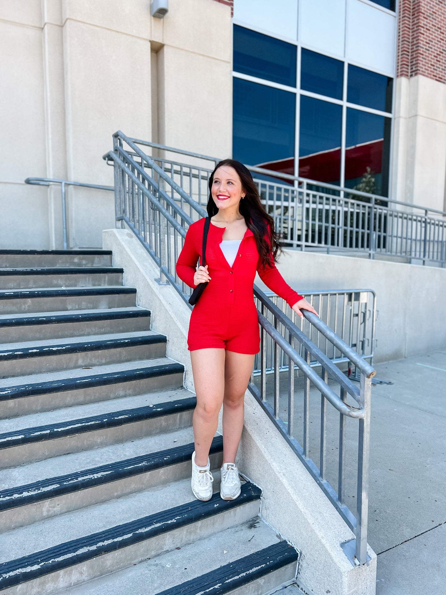 Scarlet Dreams Waffle Romper