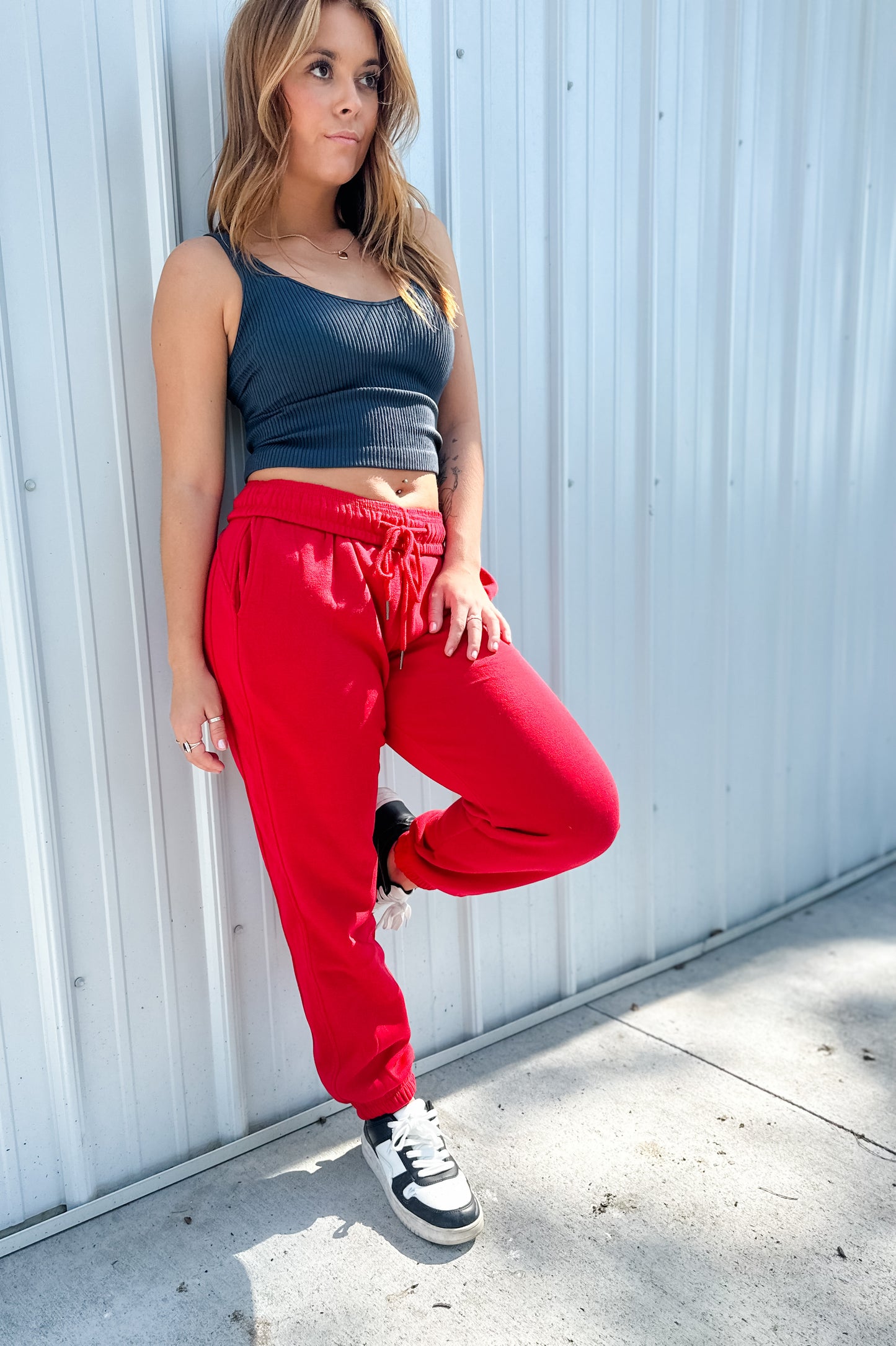 Let's Stay Home Joggers - Cranberry