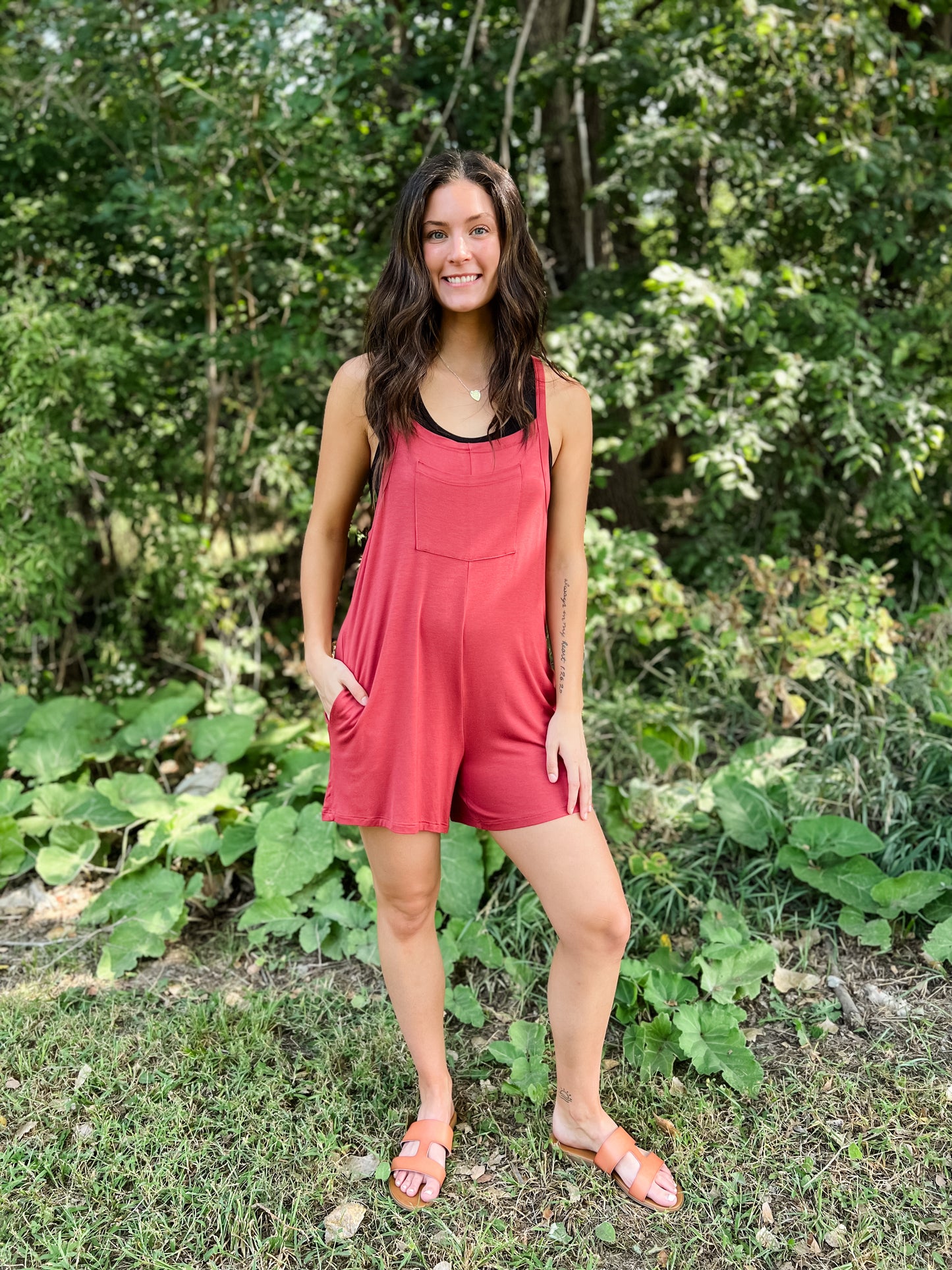 Best Overall Pocket Romper - Rust