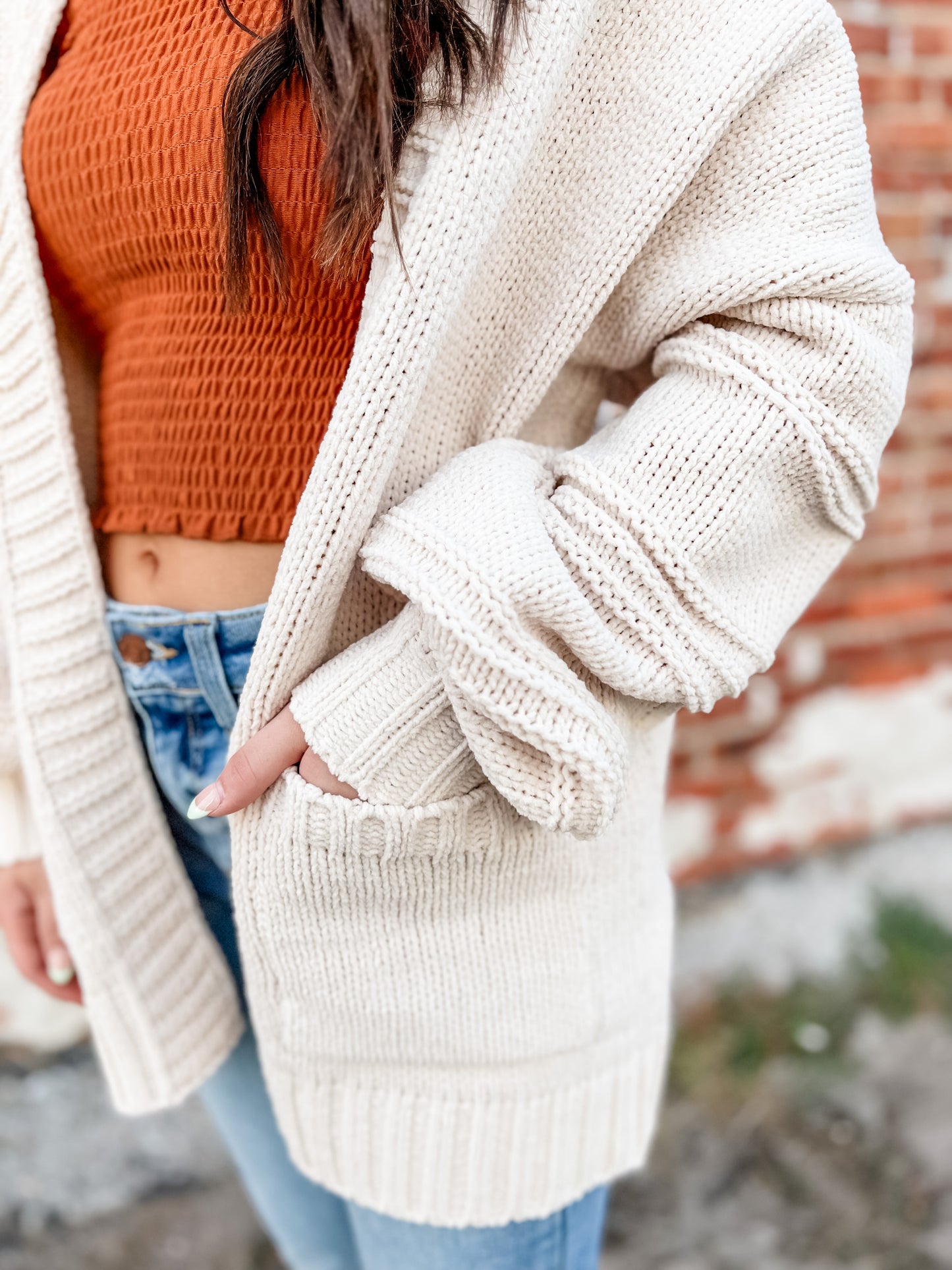 Mona Seamed Cardigan - Pearl
