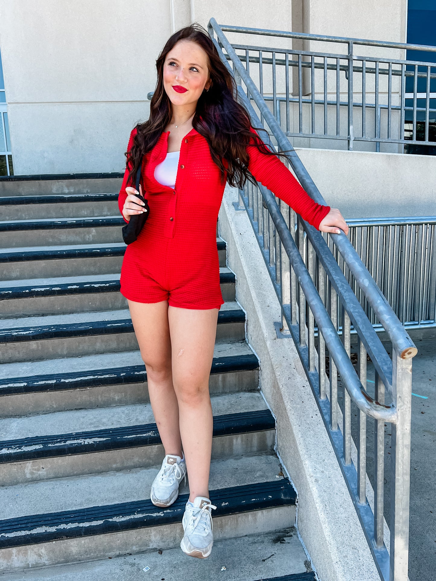Scarlet Dreams Waffle Romper