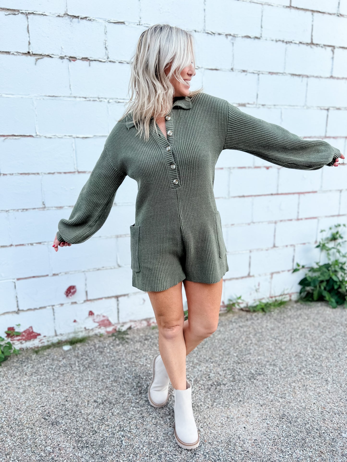 Olive Tree Sweater Romper