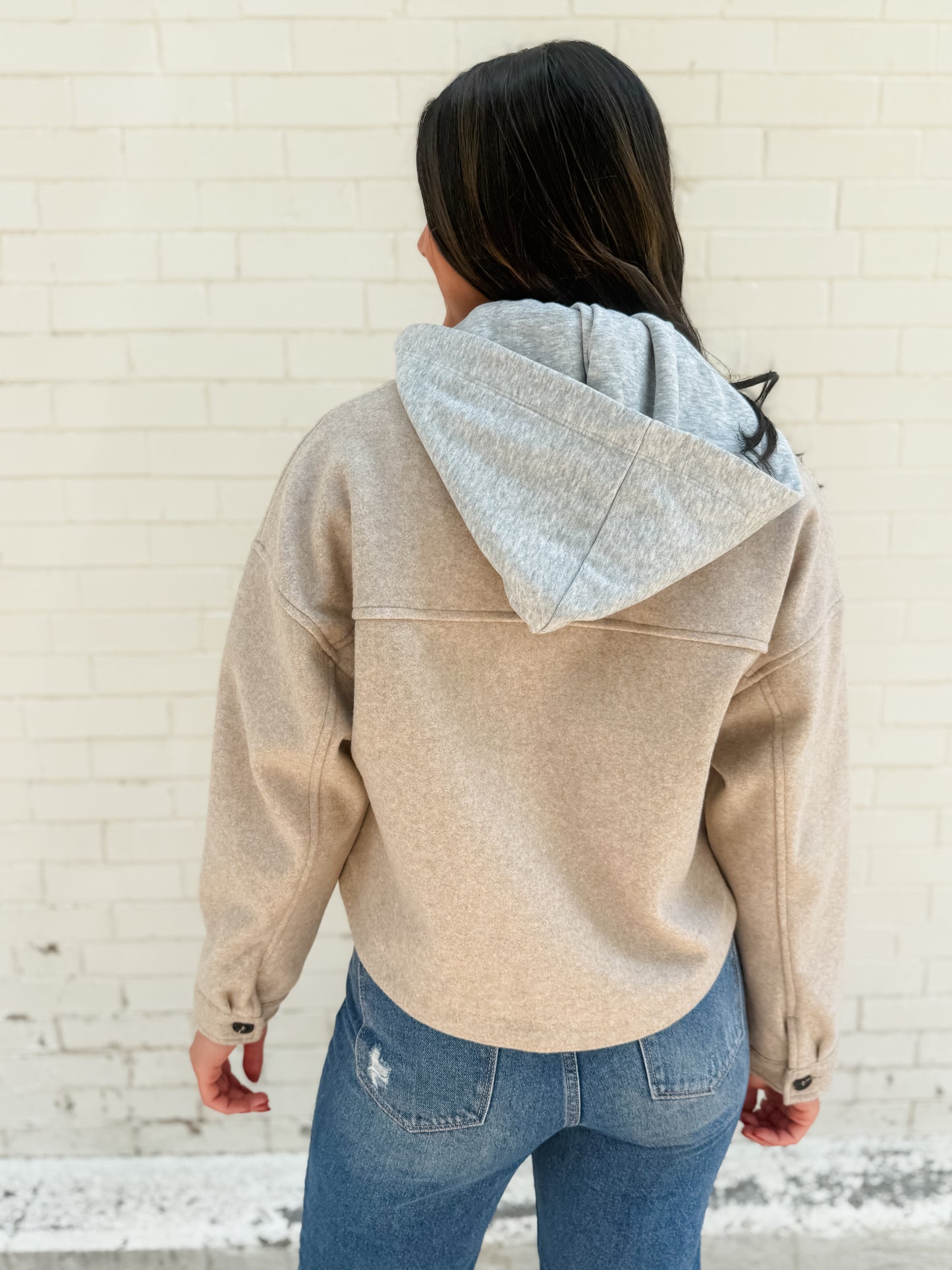 Drunk Love Cropped Shacket - Oatmeal