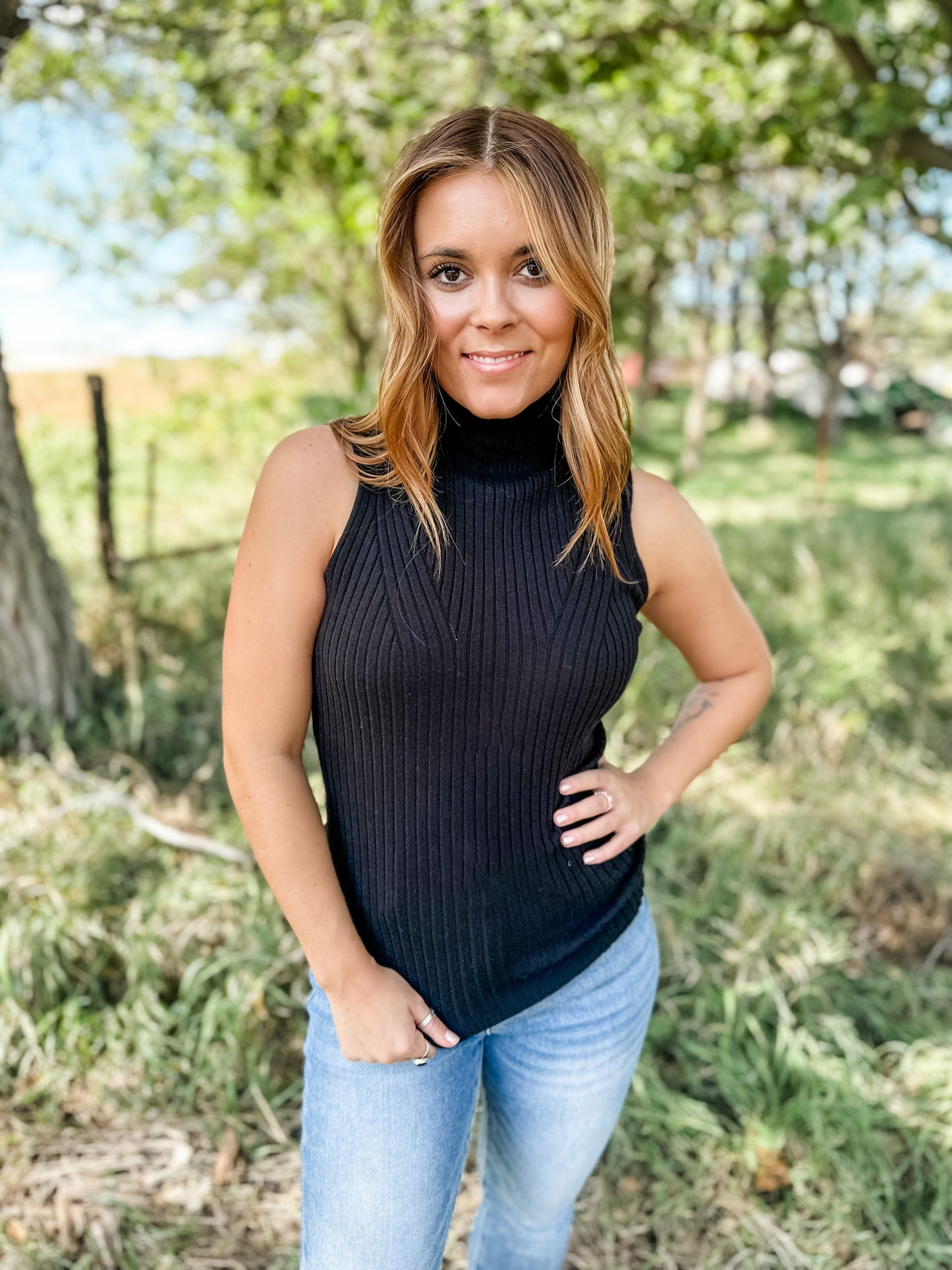 Blaire Ribbed Knit Tank - Black