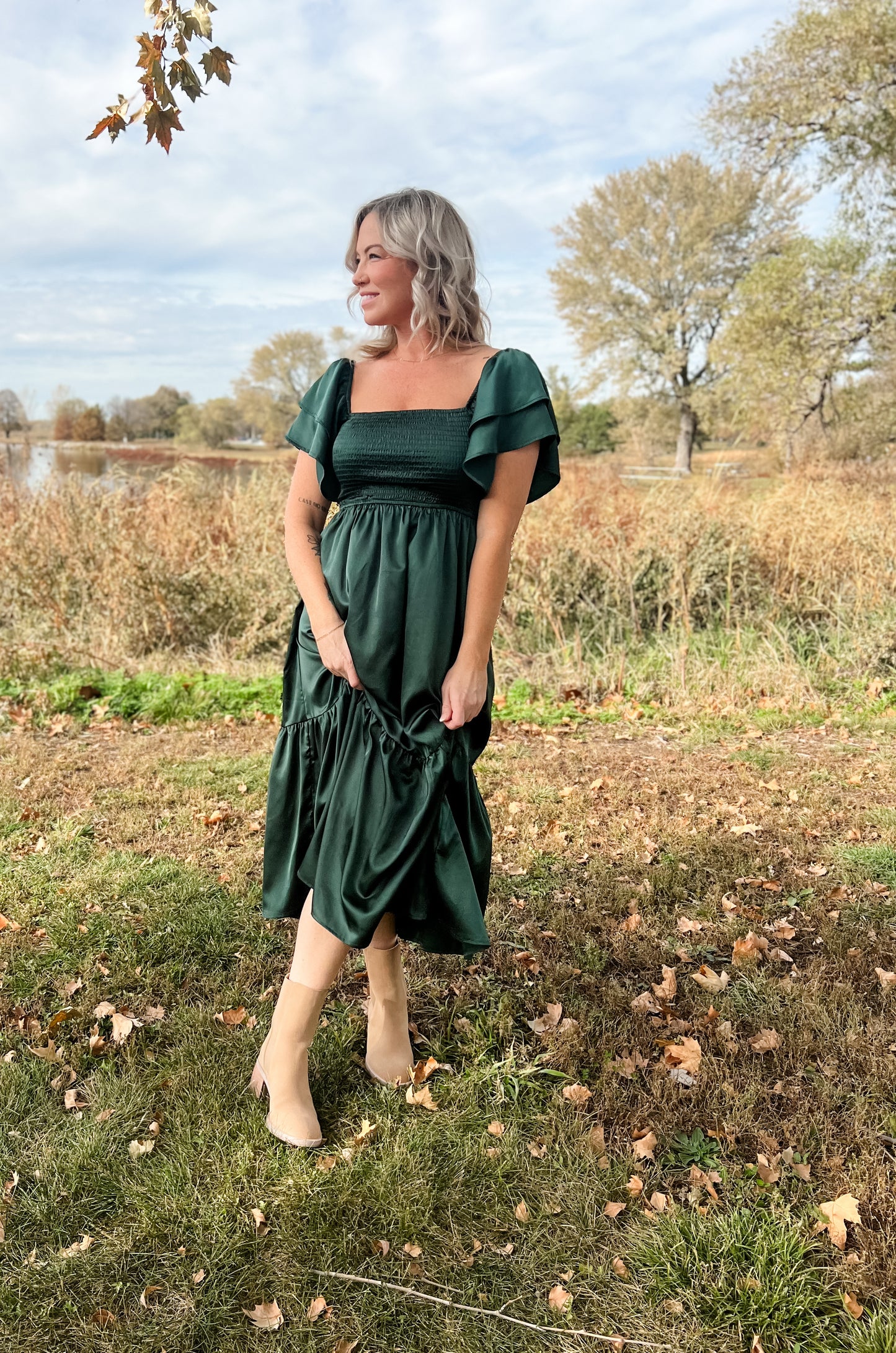 Satin Forest Dress