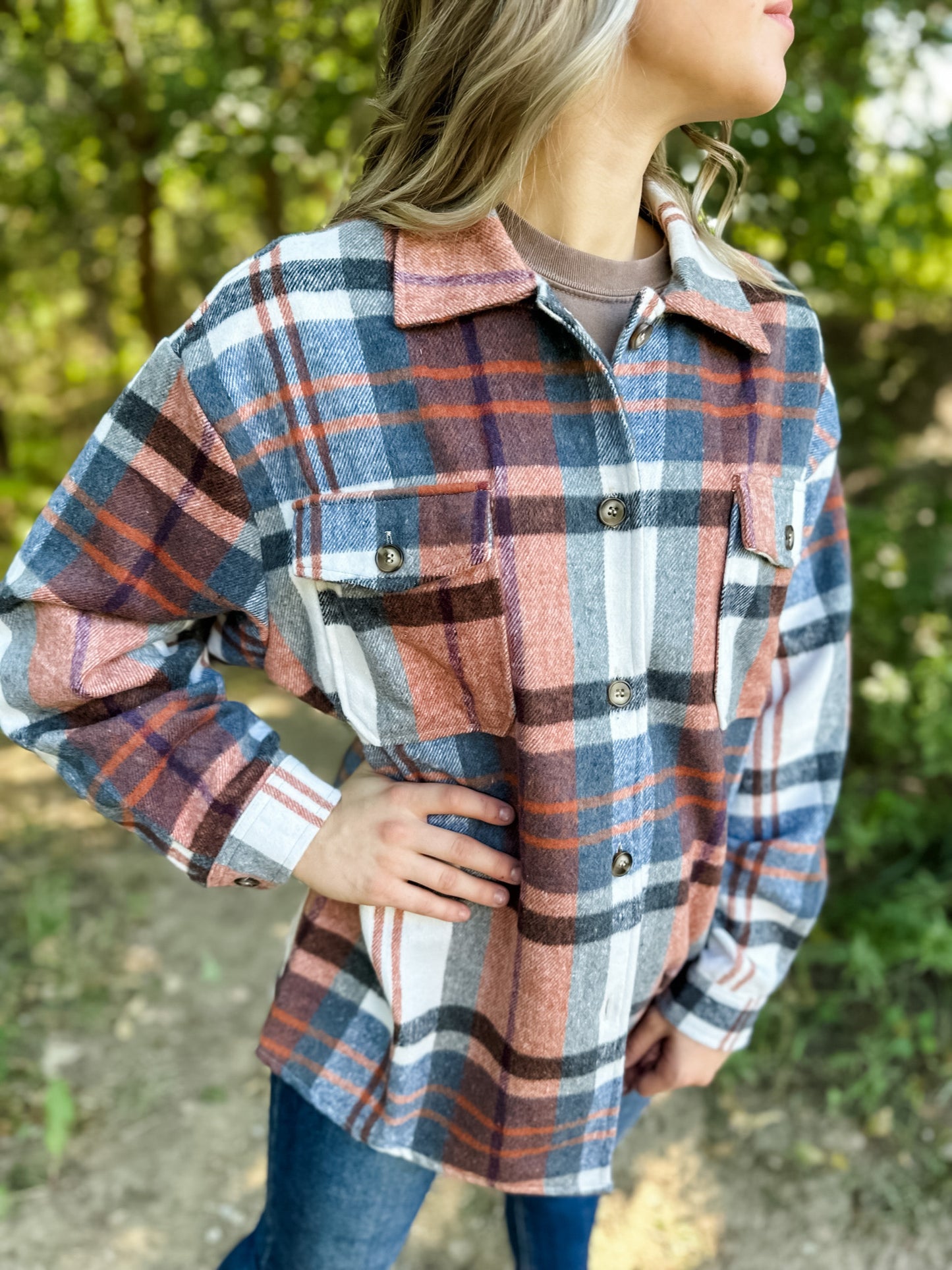 County Line Flannel Shacket - Rust/Multi