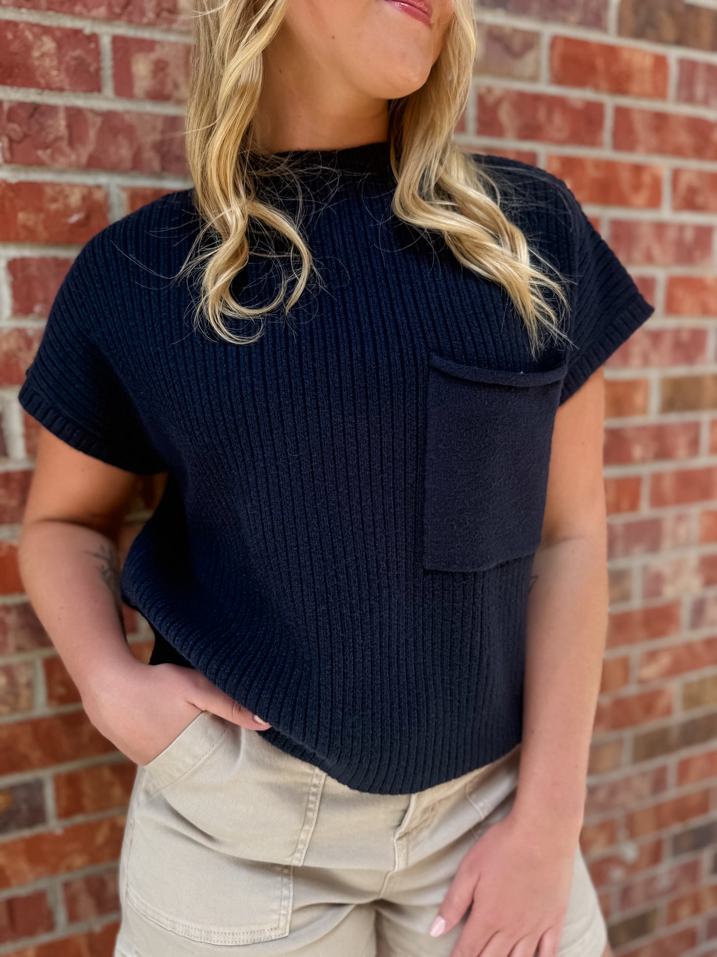 Jayla Sweater Top - Navy