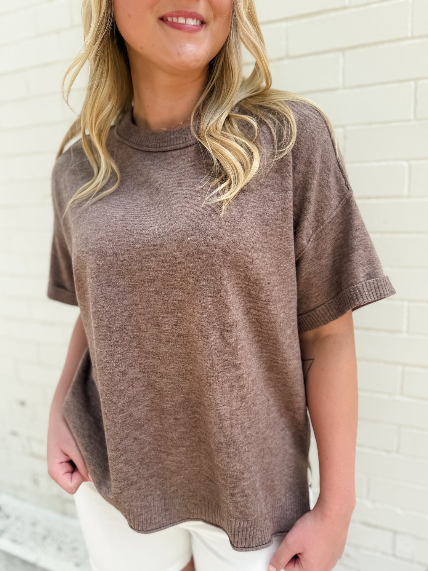Eloise Knit Sweater Top - Mocha