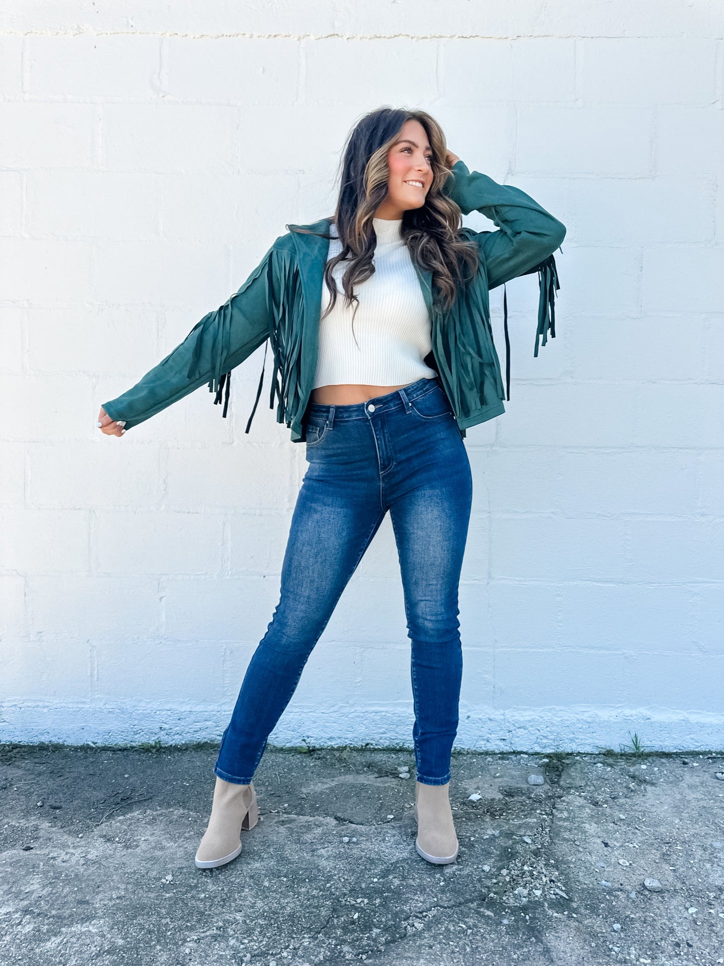 Koe Suede Fringe Jacket - Hunter