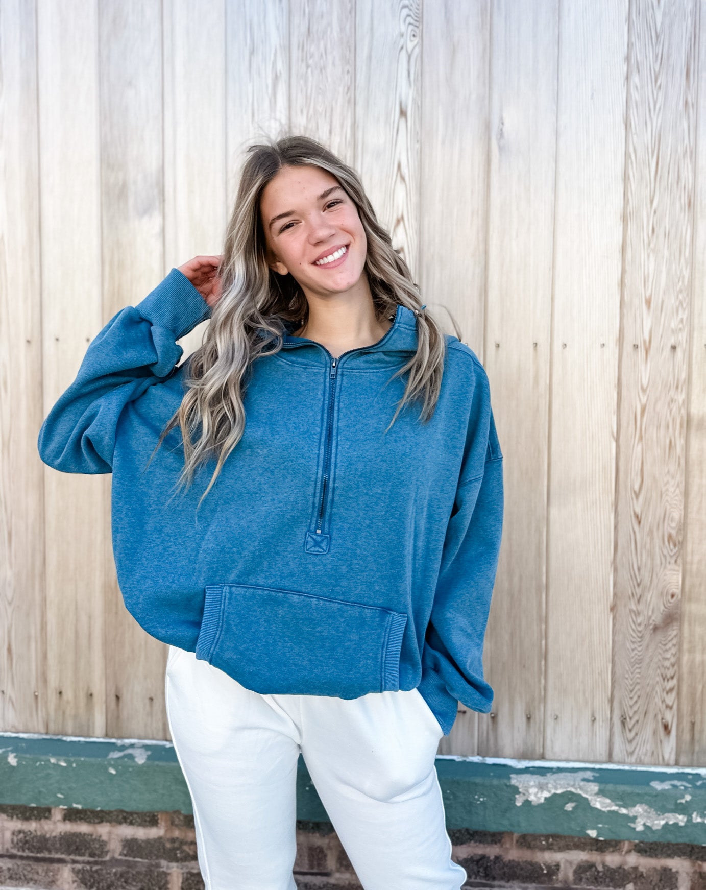 Tyler Half Zip Hoodie - Teal