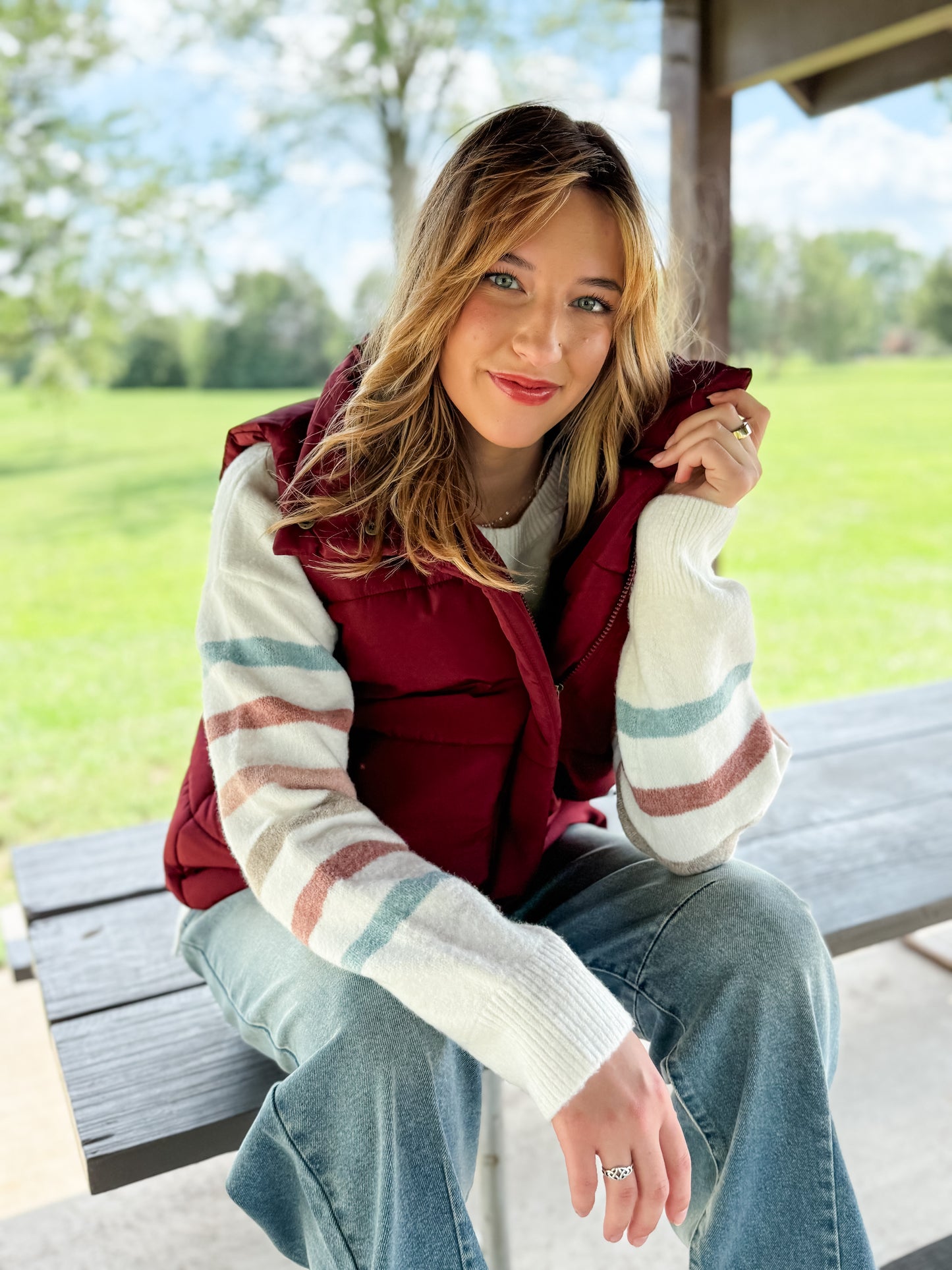Rhiannon Puffer Vest - Burgundy