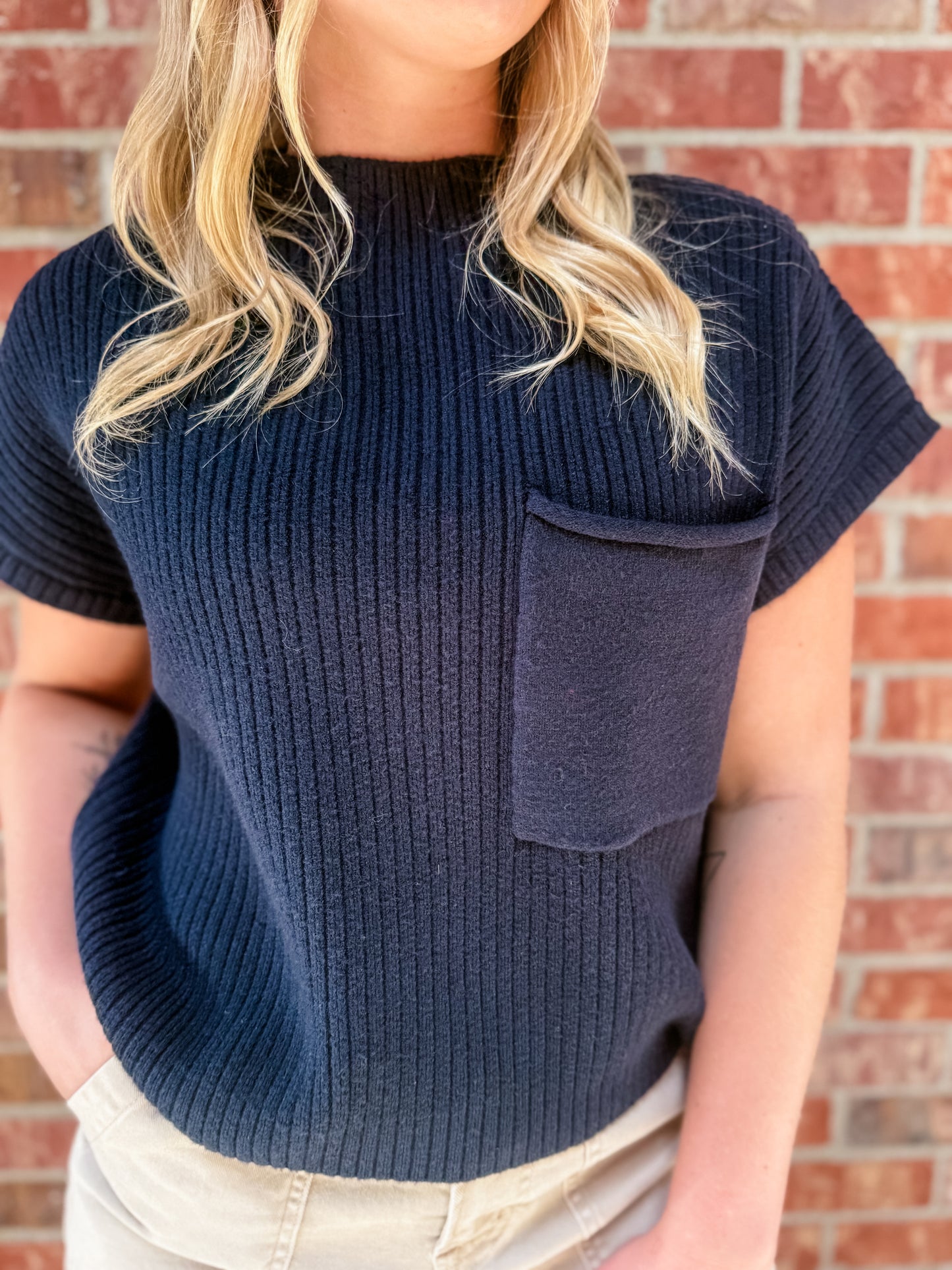 Jayla Sweater Top - Navy