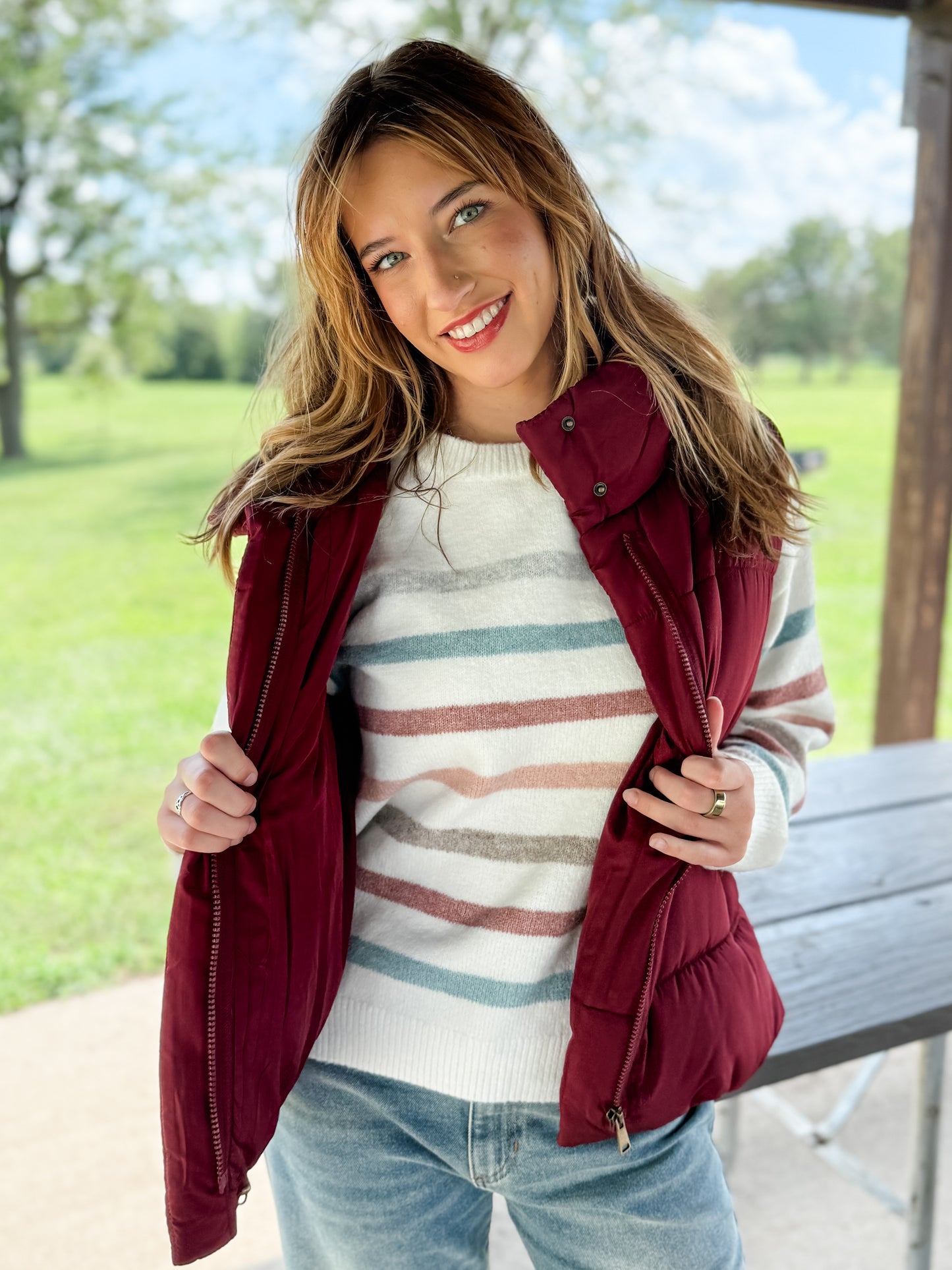 Rhiannon Puffer Vest - Burgundy