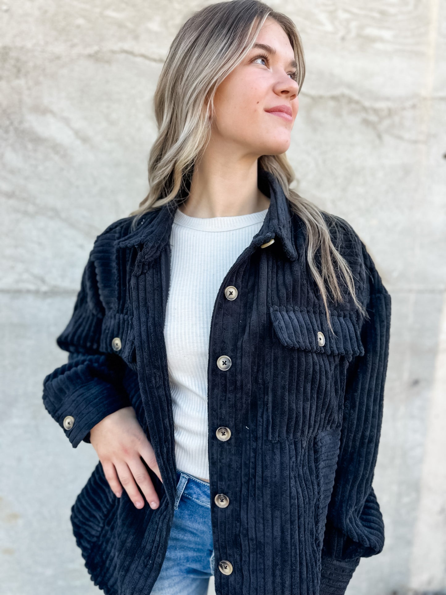 Time Passes Corduroy Jacket - Black