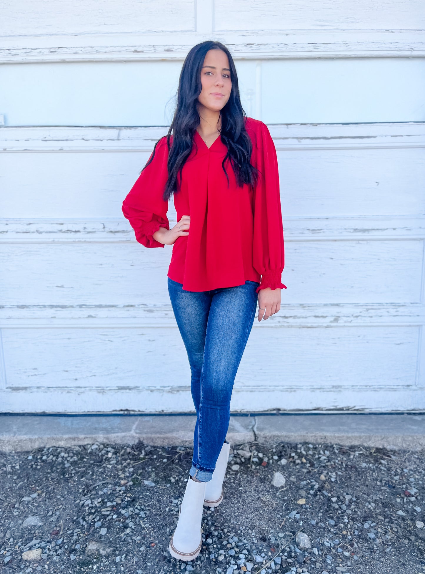 Arlo Woven Blouse - Red