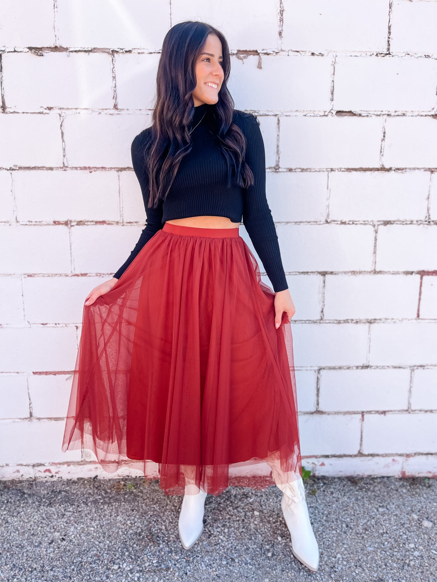 Ireland Tulle Maxi Skirt - Rust