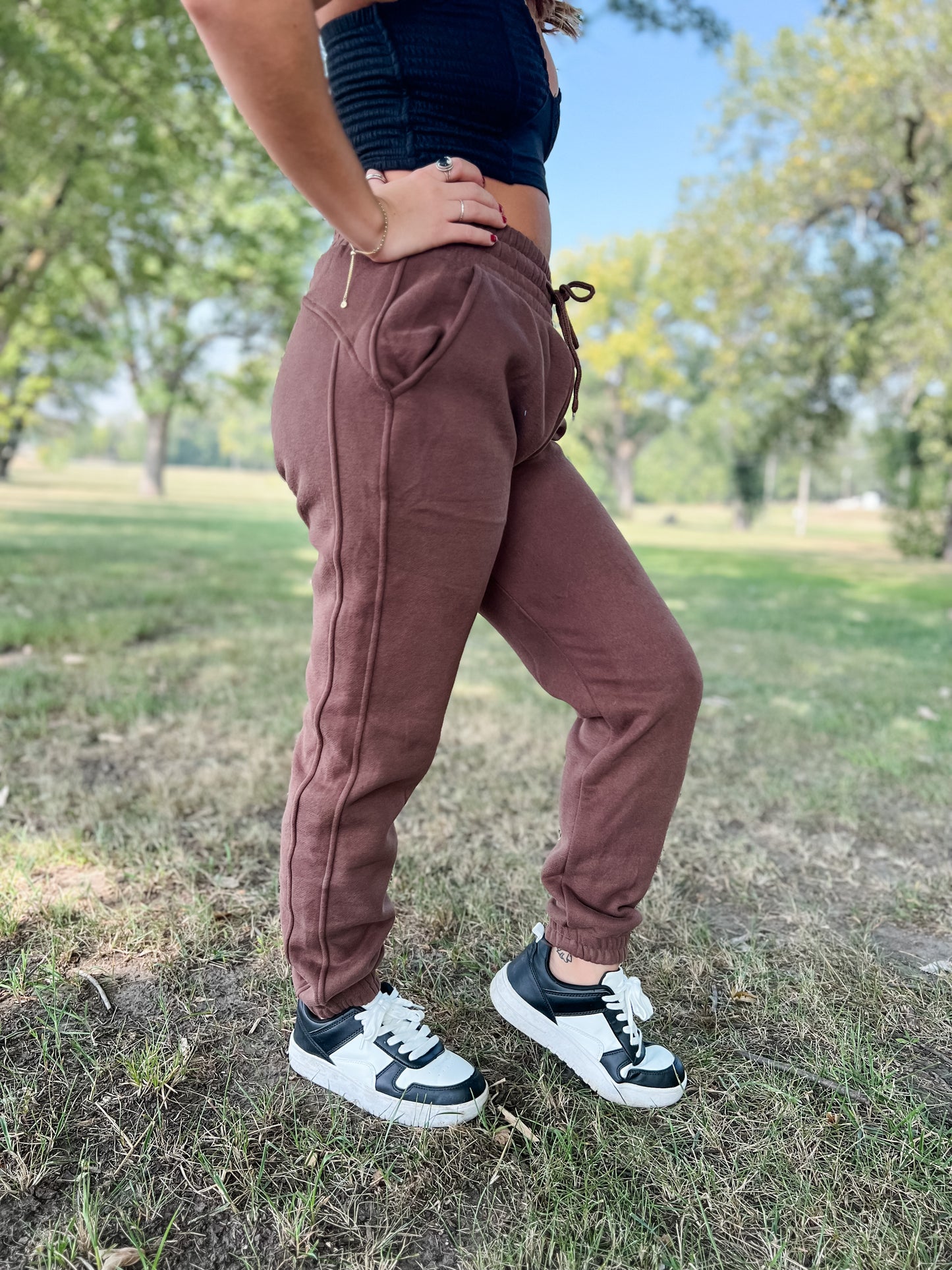 Let's Stay Home Joggers - Chocolate