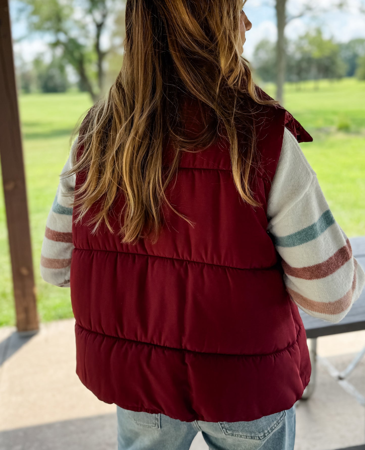 Rhiannon Puffer Vest - Burgundy