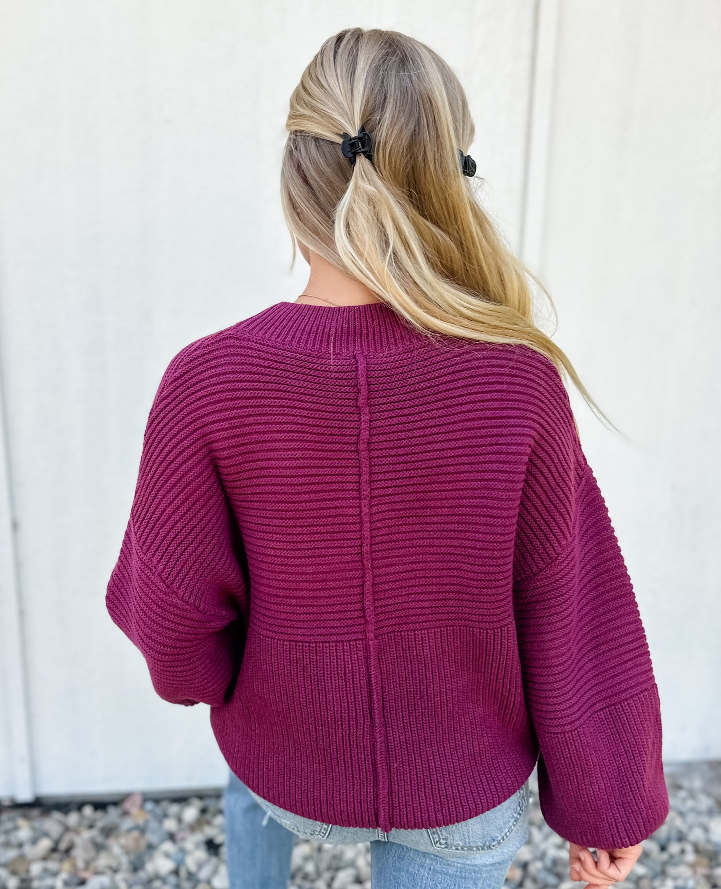 Holly Ribbed Knit Sweater - Wine