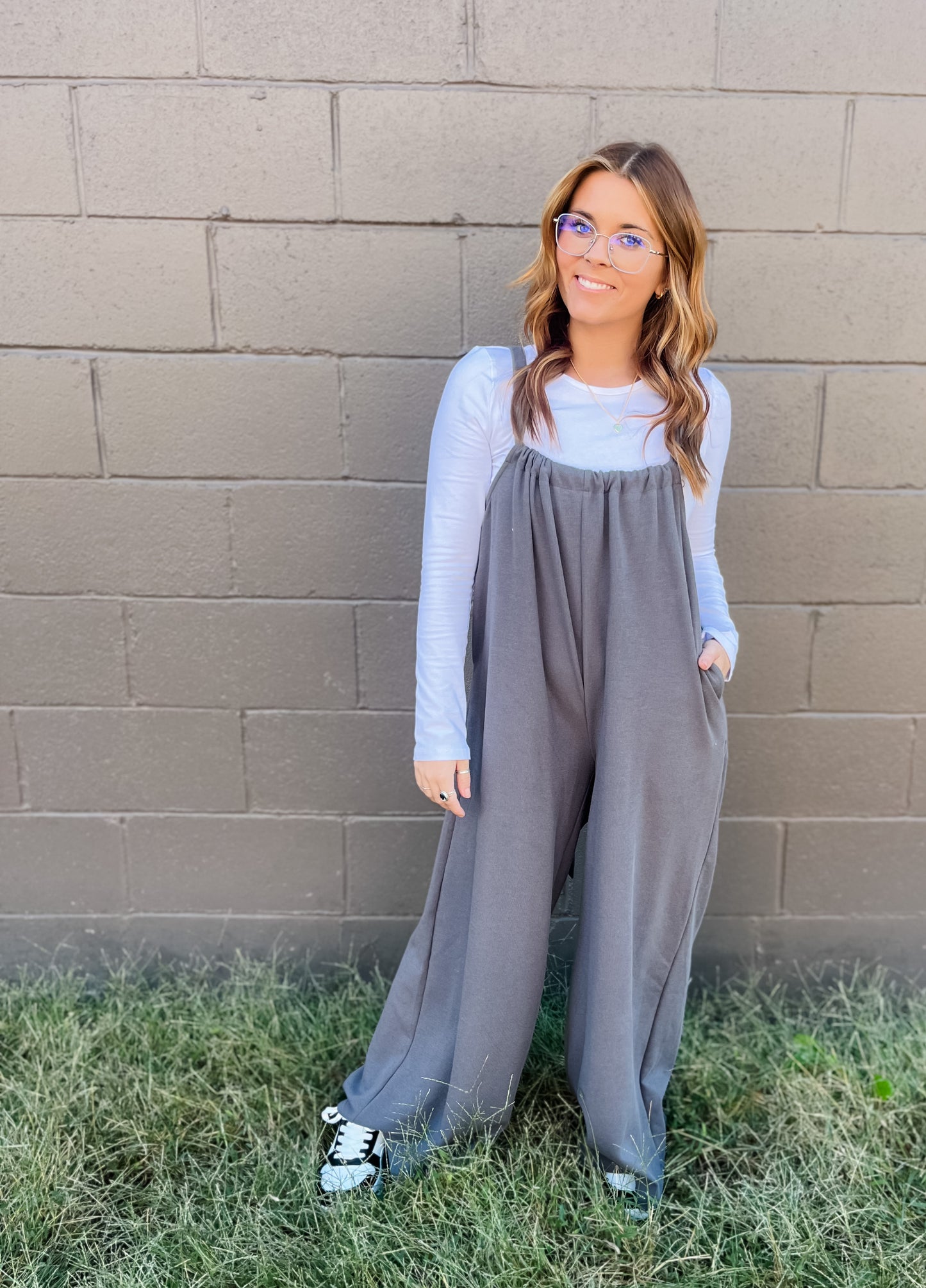 On My Mind Drawstring Jumpsuit - Grey