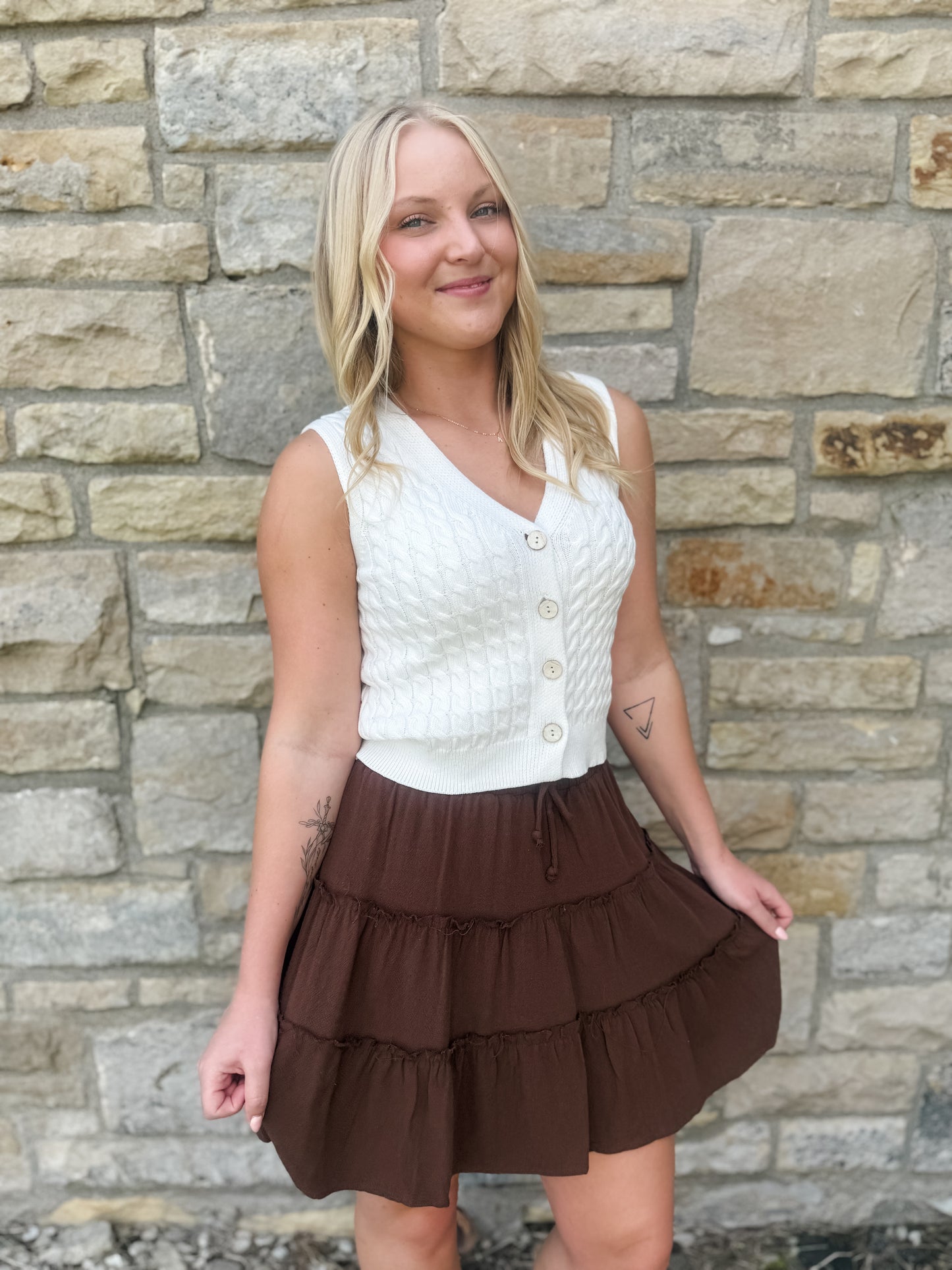 Emma Flounce Frill Skirt - Chocolate