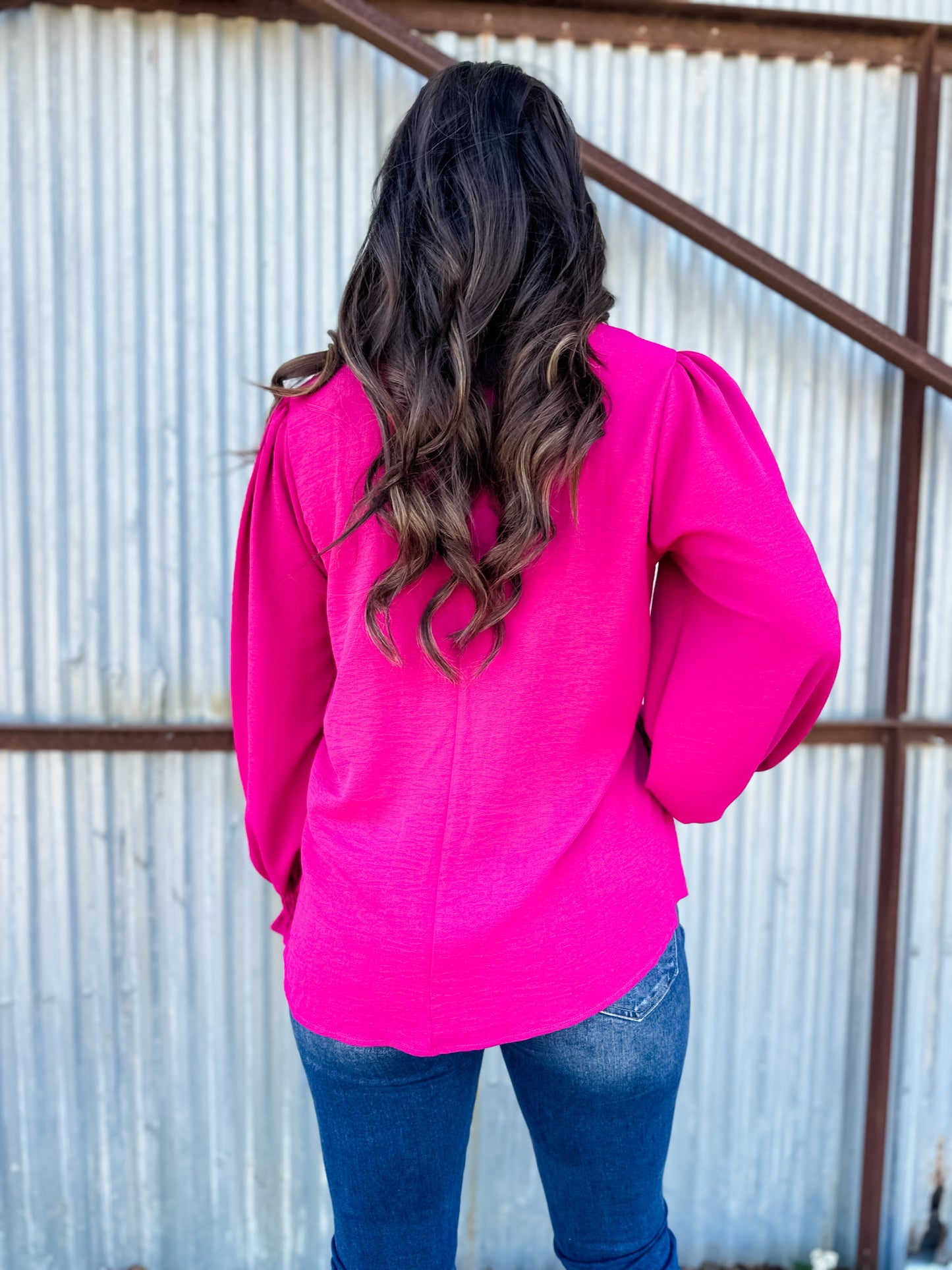 Arlo Woven Blouse - Magenta